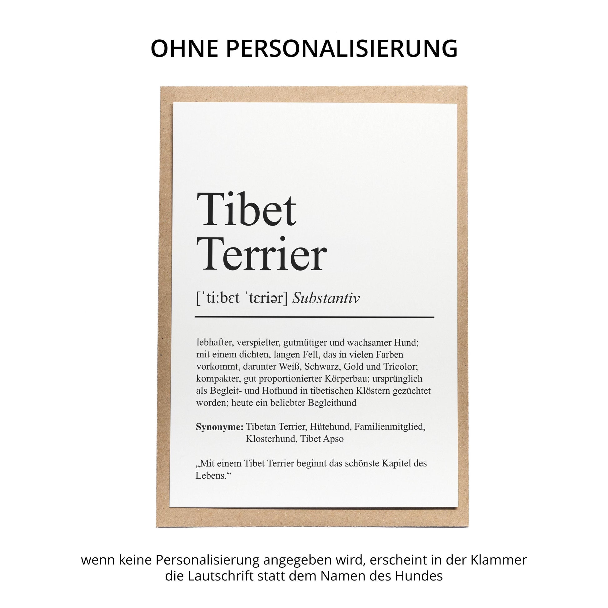 Tibet Terrier Definition Karte personalisierbar mit Name Hunde Rasse Grußkarte Geschenk Hundebesitzer Karte Geburtstag Geschenk