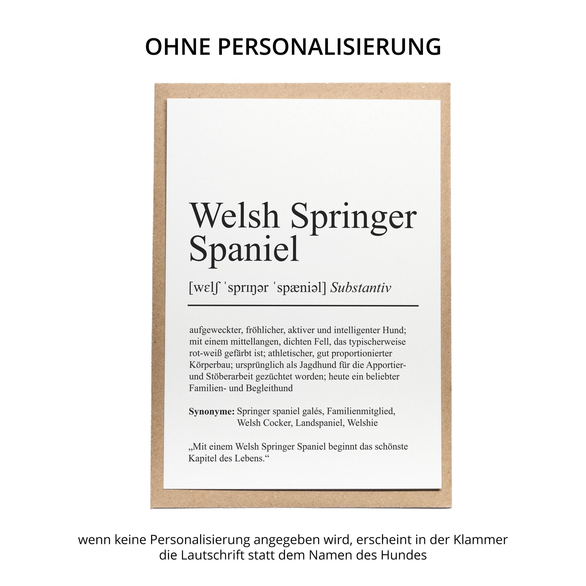 Welsh Springer Spaniel Definition Karte personalisierbar mit Name Hunde Rasse Grußkarte Geschenk Hundebesitzer Karte Geburtstag Geschenk