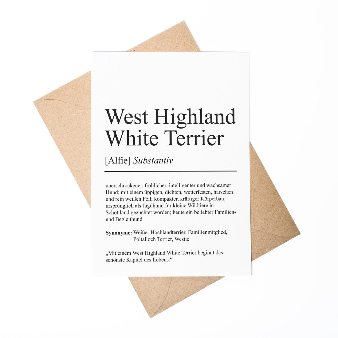 West Highland White Terrier Definition Karte personalisierbar mit Name Hunde Rasse Grußkarte Geschenk Hundebesitzer Karte Geburtstag
