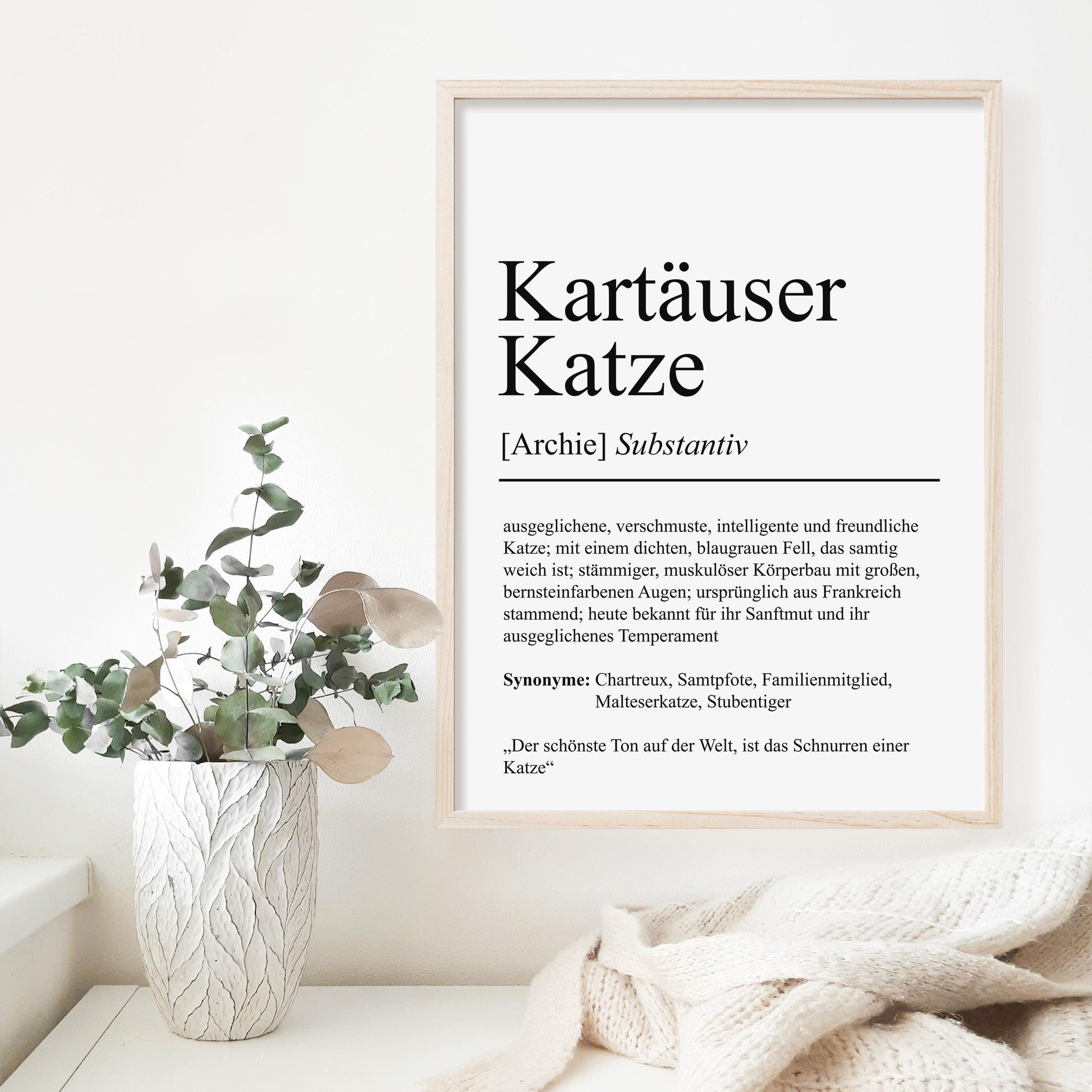 Kartäuser Katze Definition Poster personalisierbar mit Name Katze Rasse Poster Geschenk Katzenbesitzer Einzug Geburtstag Geschenk