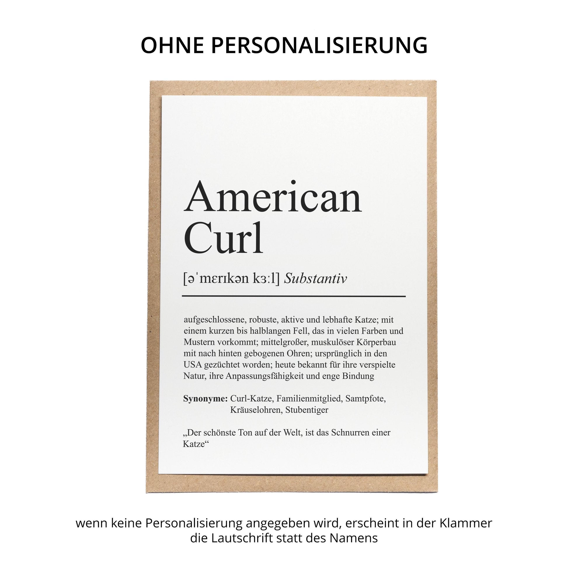 American Curl Definition Karte personalisierbar mit Name Katze Rasse Grußkarte Geschenk Katzenbesitzer Karte Geburtstag Geschenk
