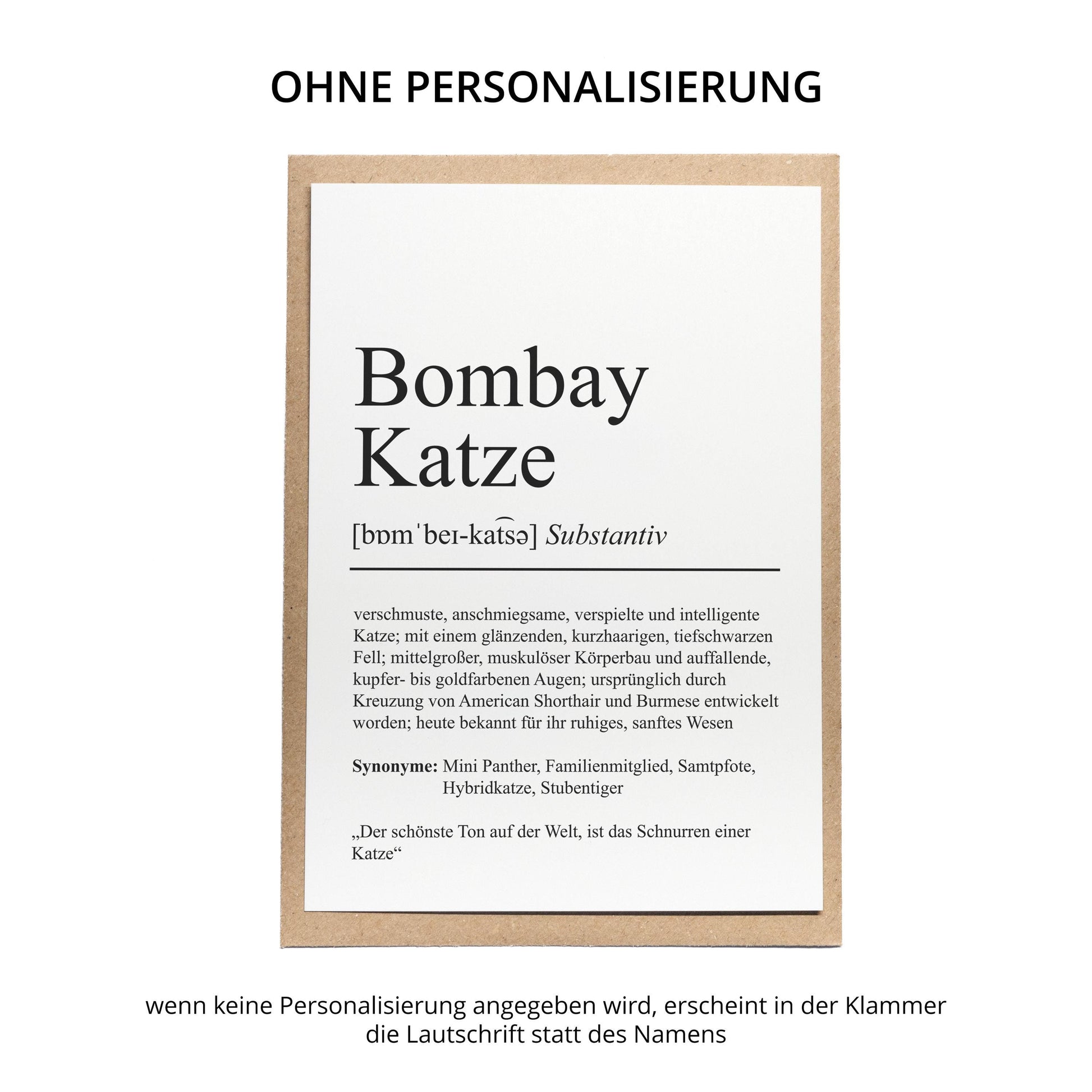 Bombay Katze Definition Karte personalisierbar mit Name Katze Rasse Grußkarte Geschenk Katzenbesitzer Karte Geburtstag Geschenk