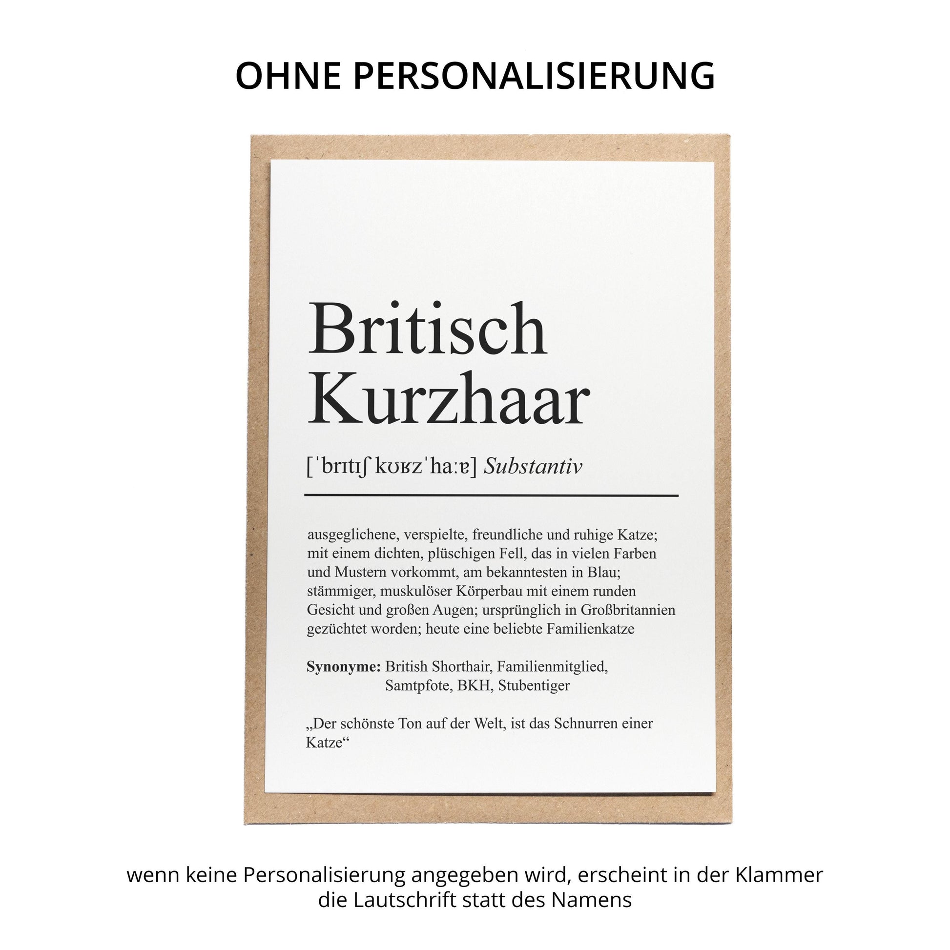 Britisch Kurzhaar Definition Karte personalisierbar mit Name Katze Rasse Grußkarte Geschenk Katzenbesitzer Karte Geburtstag Geschenk
