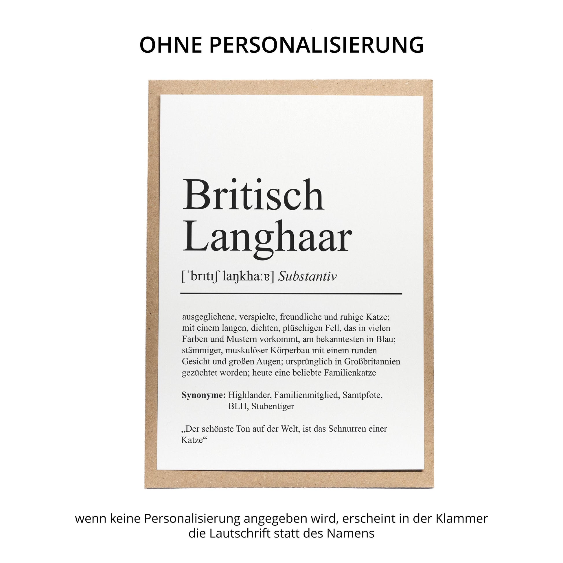 Britisch Langhaar Definition Karte personalisierbar mit Name Katze Rasse Grußkarte Geschenk Katzenbesitzer Karte Geburtstag Geschenk