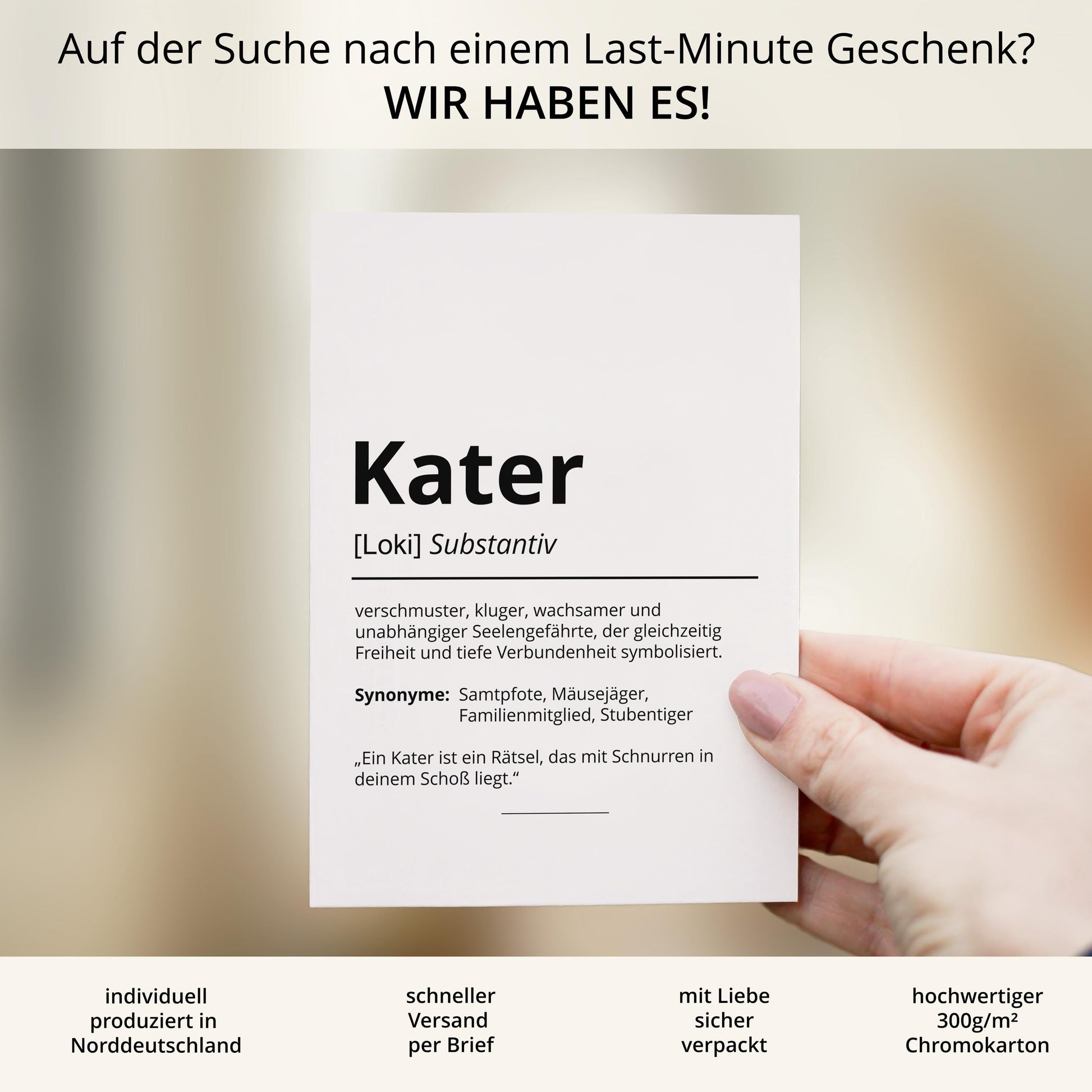 Kater Definition Karte personalisierbar mit Name Katze Kater Grußkarte Geschenk Katzenbesitzer Karte Geburtstag Geschenk