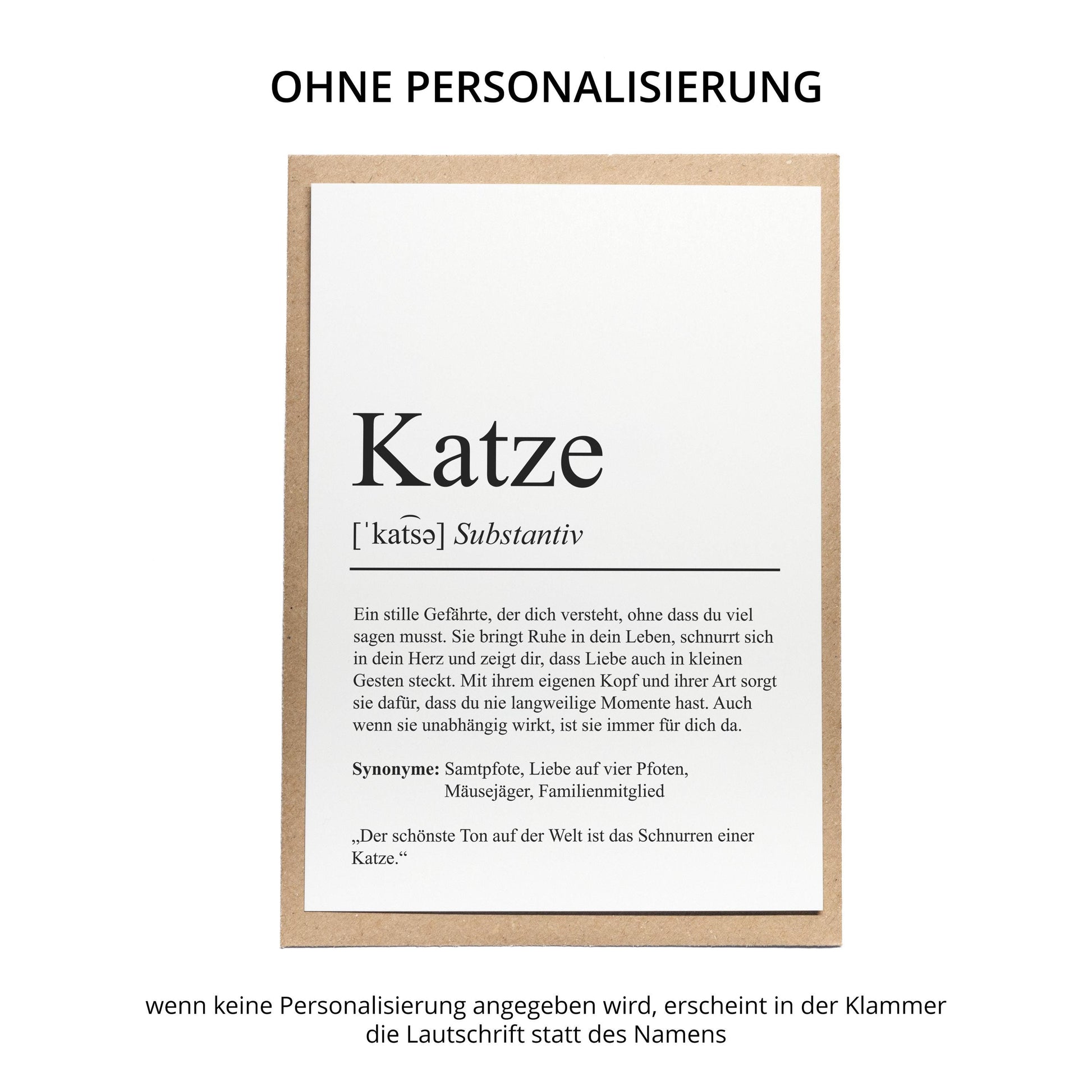 Katze Definition Karte personalisierbar mit Name Katze Grußkarte Geschenk Katzenbesitzer Karte Geburtstag Geschenk Katzenliebhaber