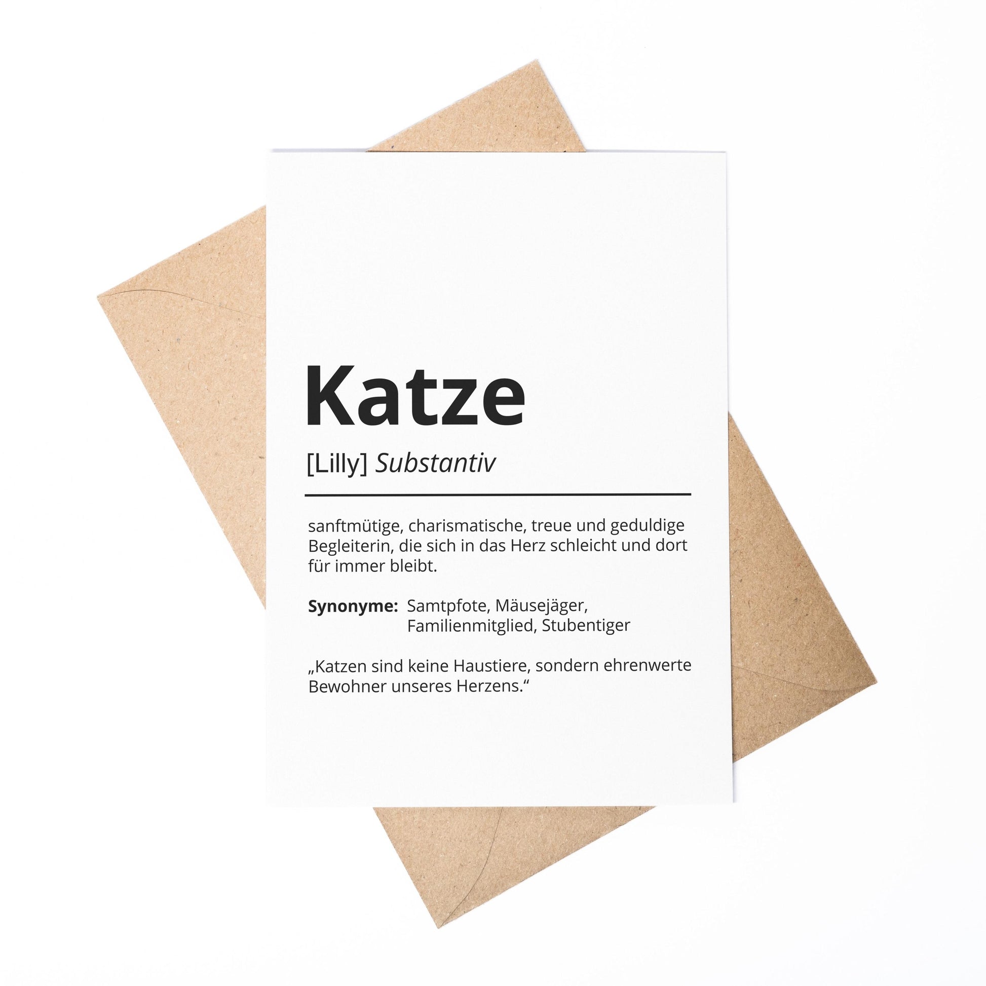 Katze Definition Karte personalisierbar mit Name Katze Grußkarte Geschenk Katzenbesitzer Karte Geburtstag Geschenk Katzenliebhaber