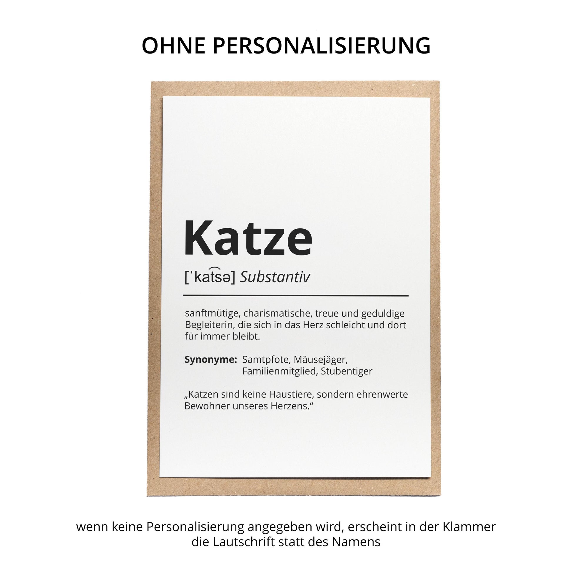 Katze Definition Karte personalisierbar mit Name Katze Grußkarte Geschenk Katzenbesitzer Karte Geburtstag Geschenk Katzenliebhaber