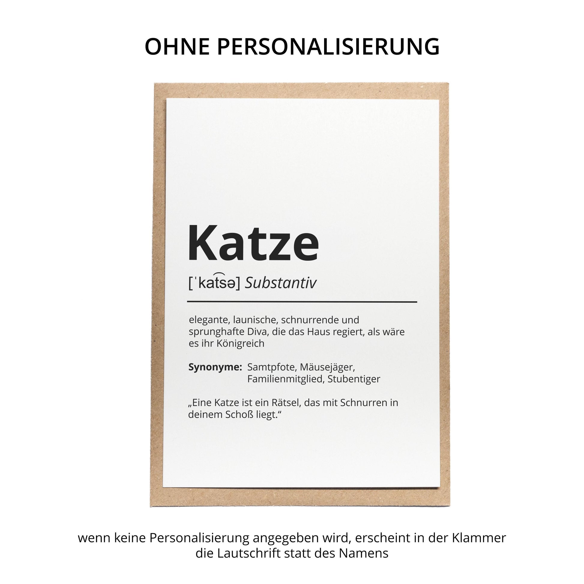 Katze Definition Karte personalisierbar mit Name Katze Grußkarte Geschenk Katzenbesitzer Karte Geburtstag Geschenk Katzenliebhaber