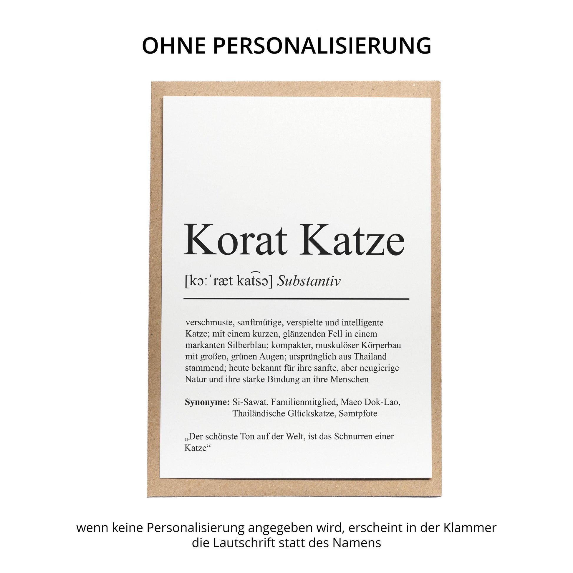 Korat Katze Definition Karte personalisierbar mit Name Katze Rasse Grußkarte Geschenk Katzenbesitzer Karte Geburtstag Geschenk
