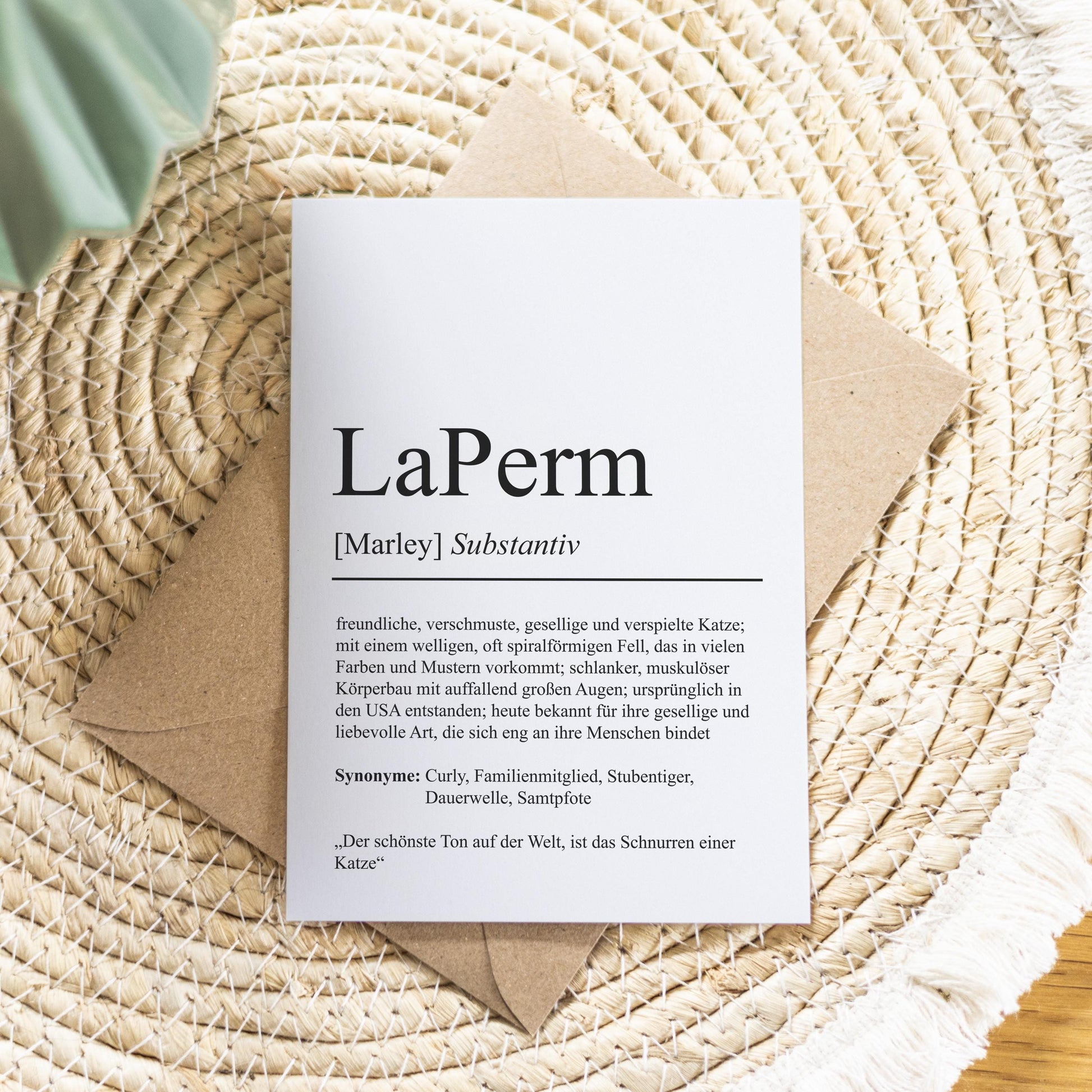 LaPerm Definition Karte personalisierbar mit Name Katze Rasse Grußkarte Geschenk Katzenbesitzer Karte Geburtstag Geschenk