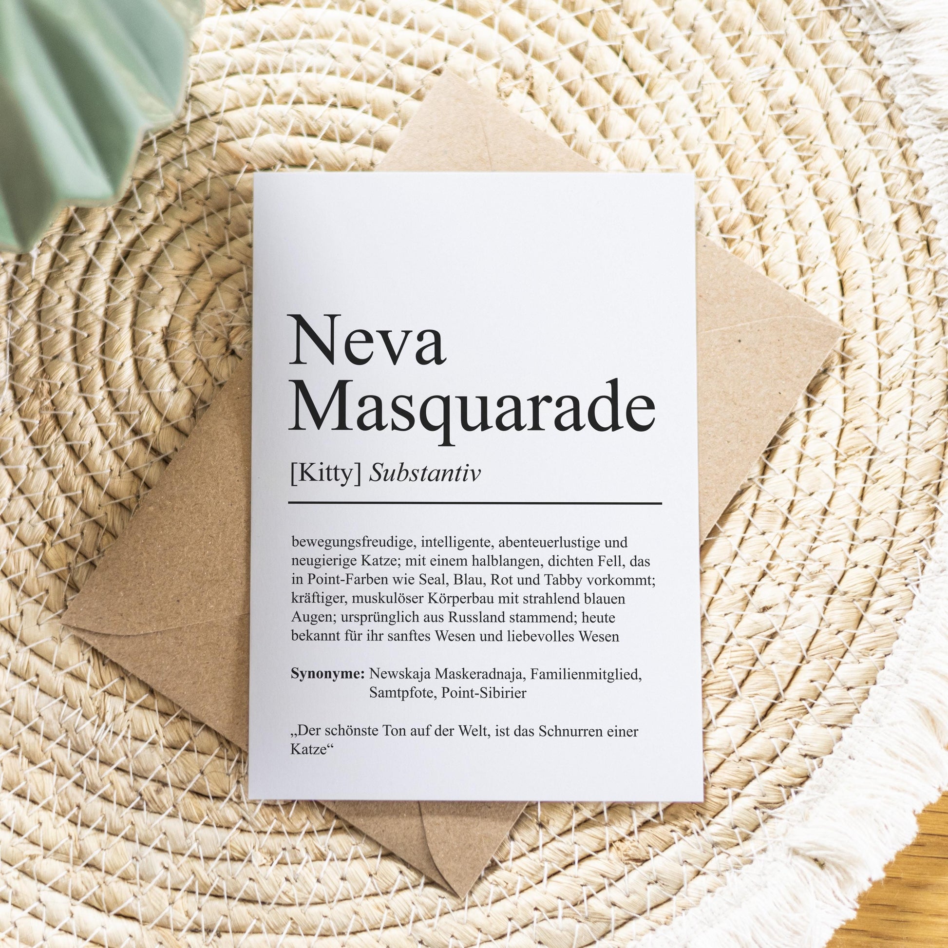 Neva Masquarade Definition Karte personalisierbar mit Name Katze Rasse Grußkarte Geschenk Katzenbesitzer Karte Geburtstag Geschenk
