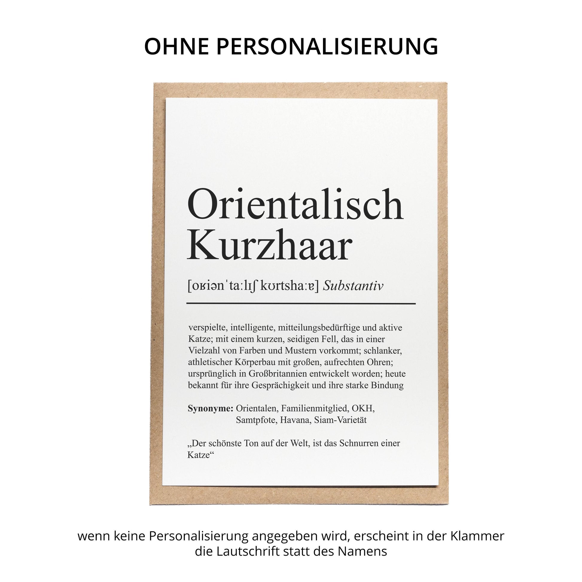 Orientalisch Kurzhaar Definition Karte personalisierbar mit Name Katze Rasse Grußkarte Geschenk Katzenbesitzer Karte Geburtstag Geschenk