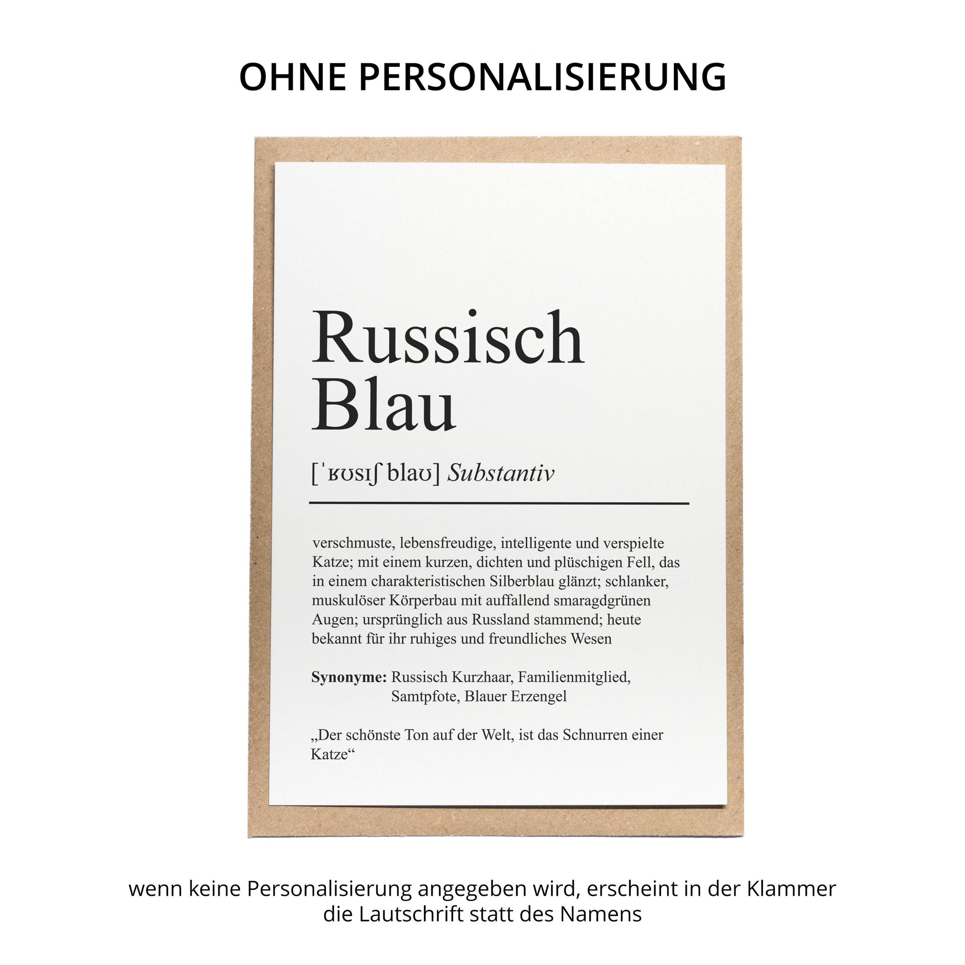 Russisch Blau Definition Karte personalisierbar mit Name Katze Rasse Grußkarte Geschenk Katzenbesitzer Karte Geburtstag Geschenk