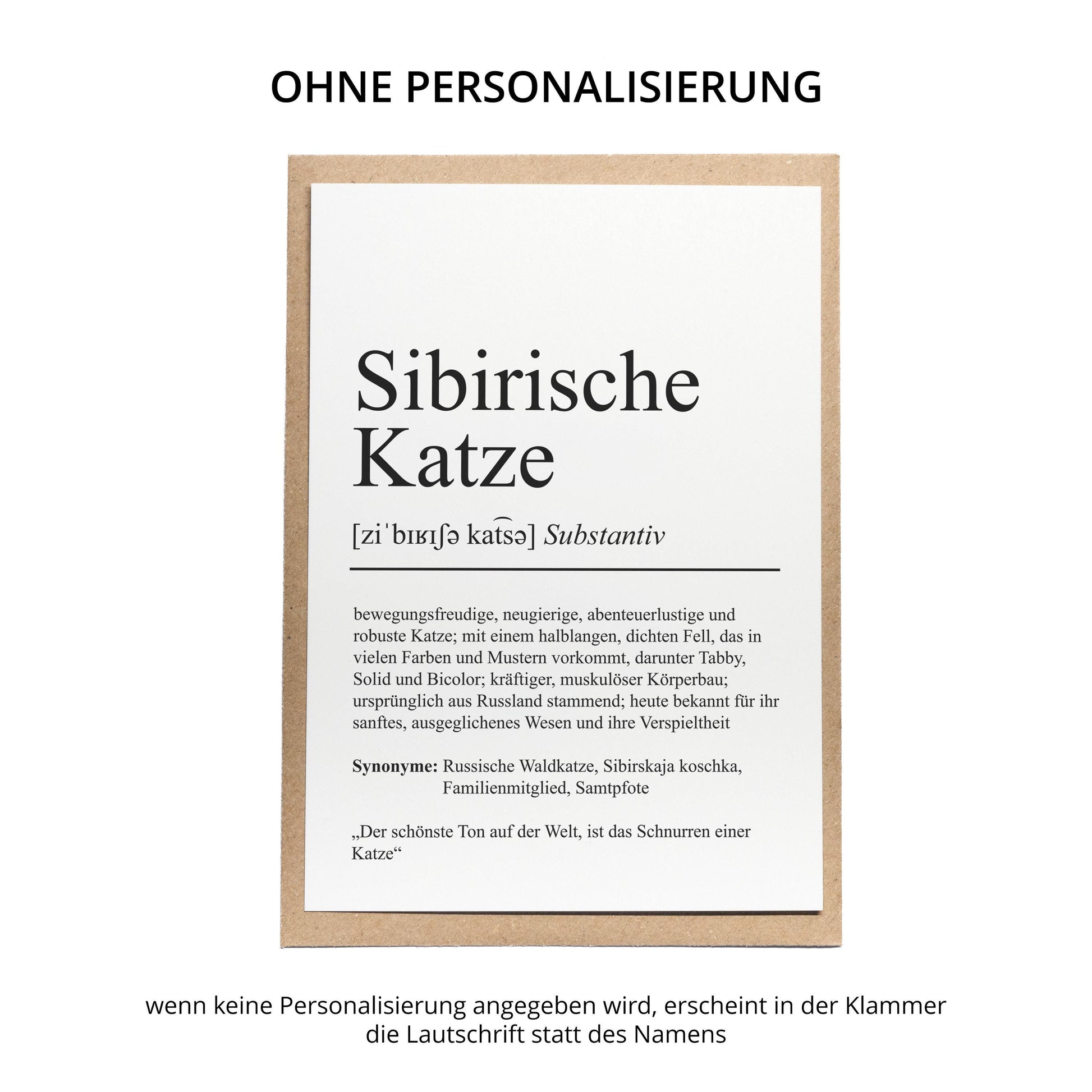 Sibirische Katze Definition Karte personalisierbar mit Name Katze Rasse Grußkarte Geschenk Katzenbesitzer Karte Geburtstag Geschenk