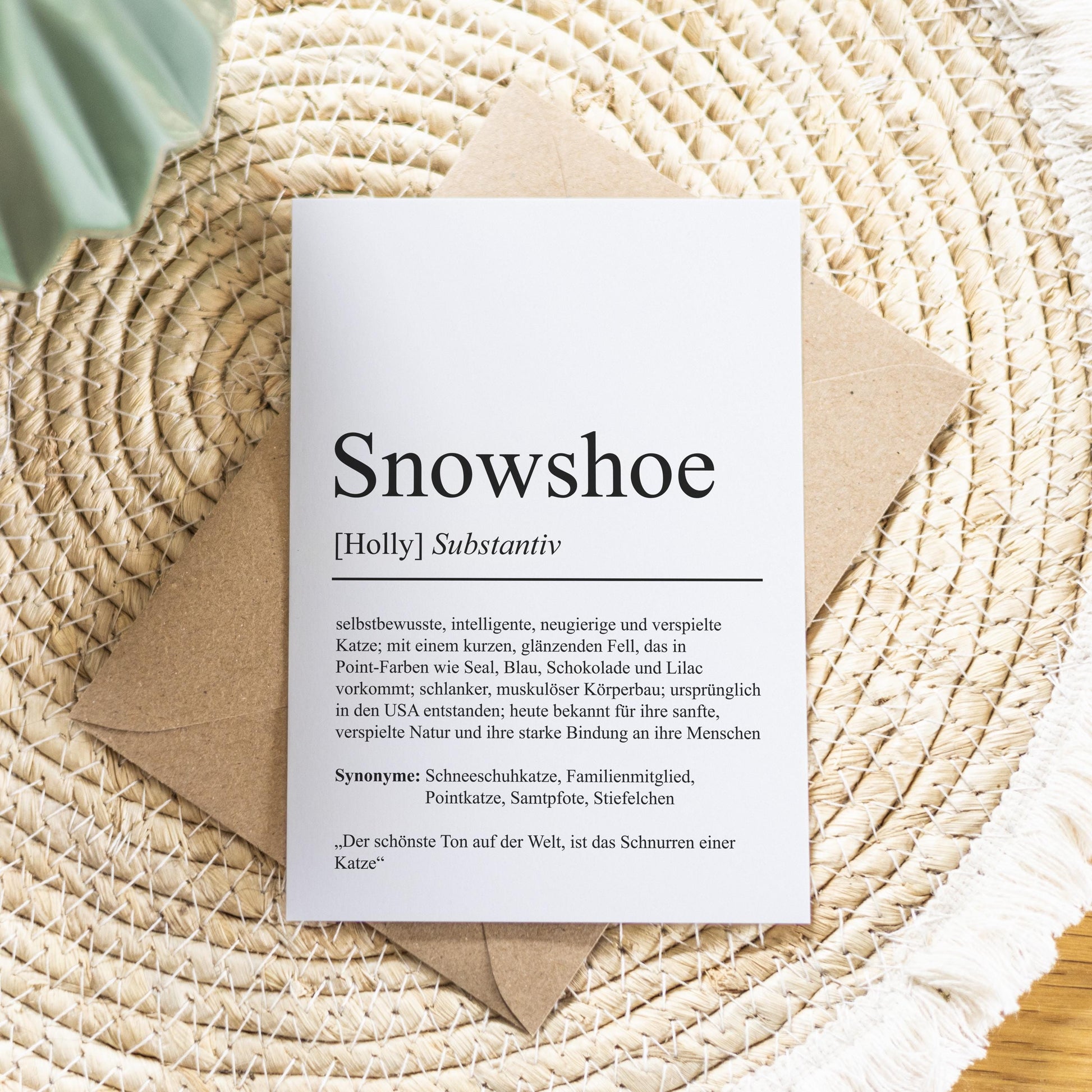 Snowshoe Definition Karte personalisierbar mit Name Katze Rasse Grußkarte Geschenk Katzenbesitzer Karte Geburtstag Geschenk