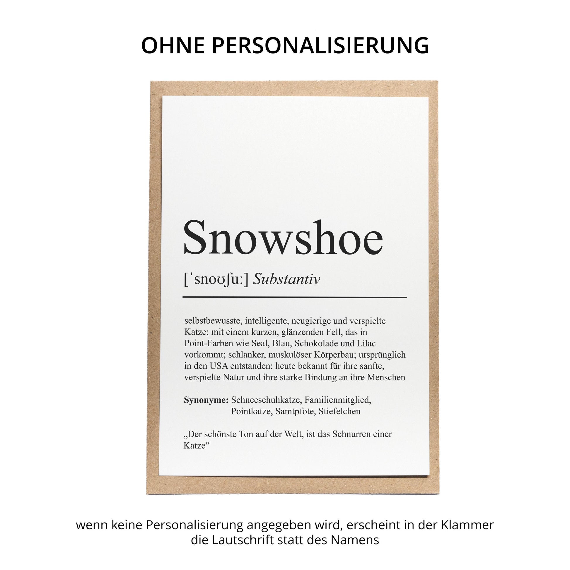 Snowshoe Definition Karte personalisierbar mit Name Katze Rasse Grußkarte Geschenk Katzenbesitzer Karte Geburtstag Geschenk