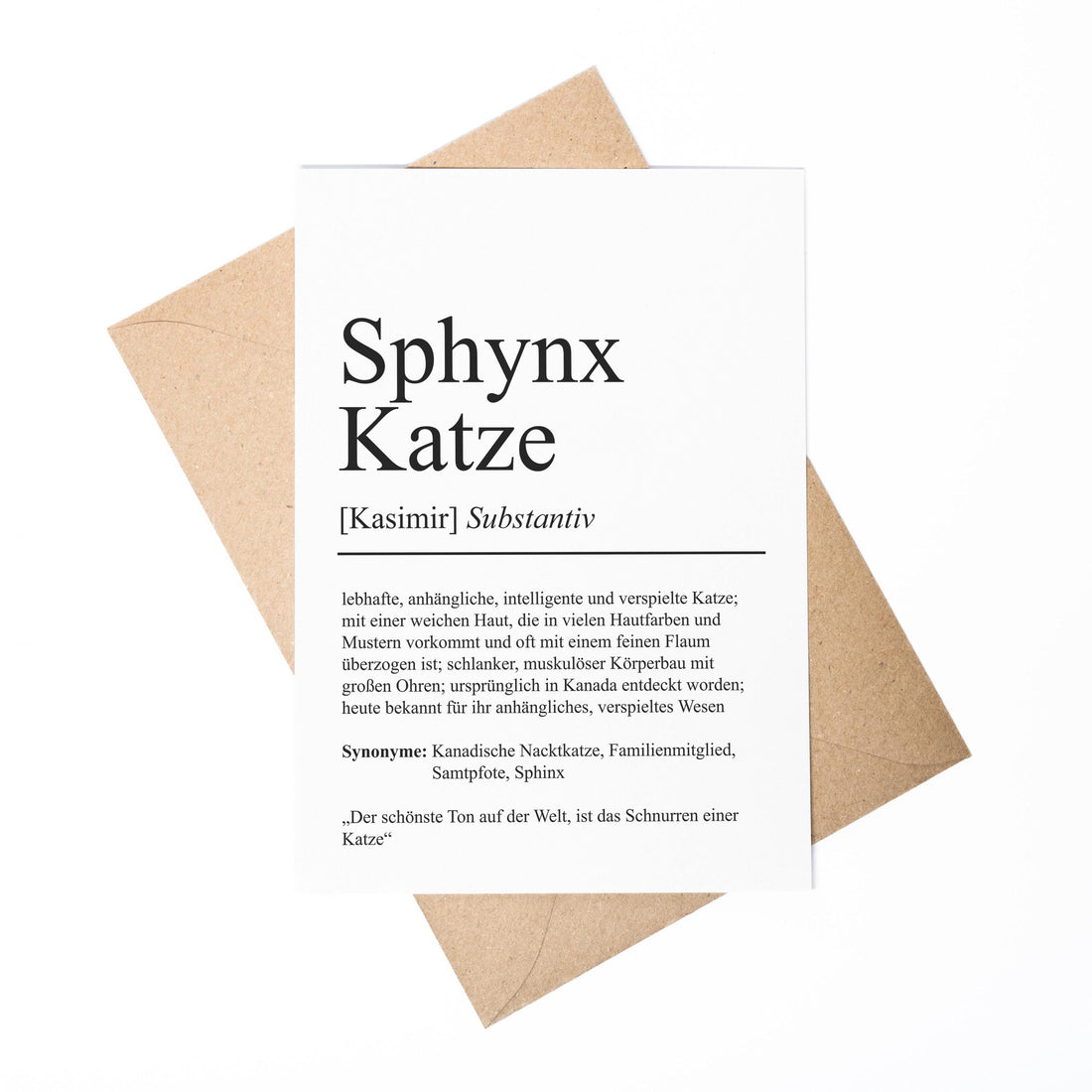 Sphynx Katze Definition Karte personalisierbar mit Name Katze Rasse Grußkarte Geschenk Katzenbesitzer Karte Geburtstag Geschenk