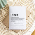 Pferd Definition Karte personalisierbar mit Name Pferd Rasse Grußkarte Geschenk Reiter Karte Geburtstag Geschenk Pferdeliebhaber