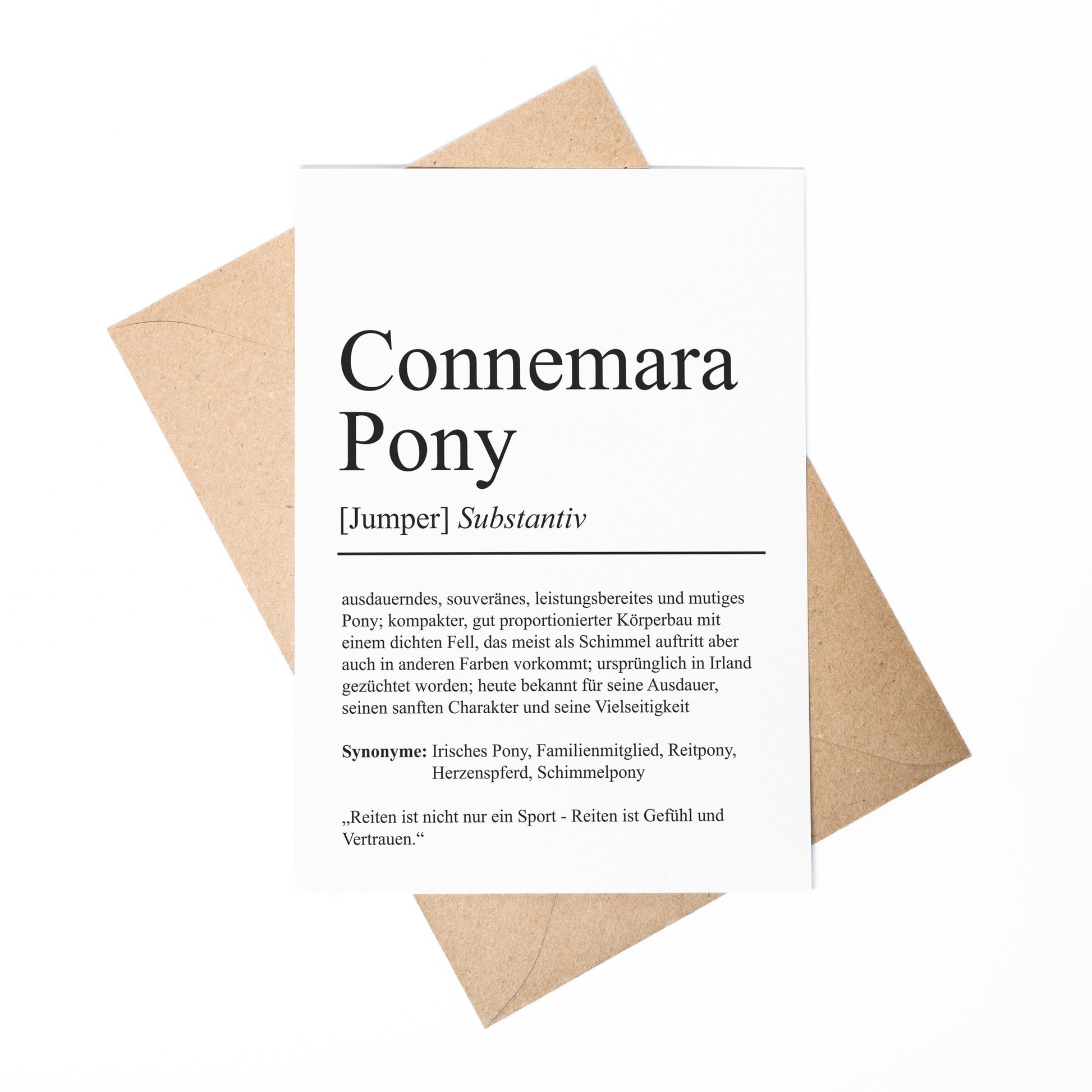 Connemara Pony Definition Karte personalisierbar mit Name Pferd Rasse Grußkarte Geschenk Reiter Karte Geburtstag Geschenk Pferdeliebhaber