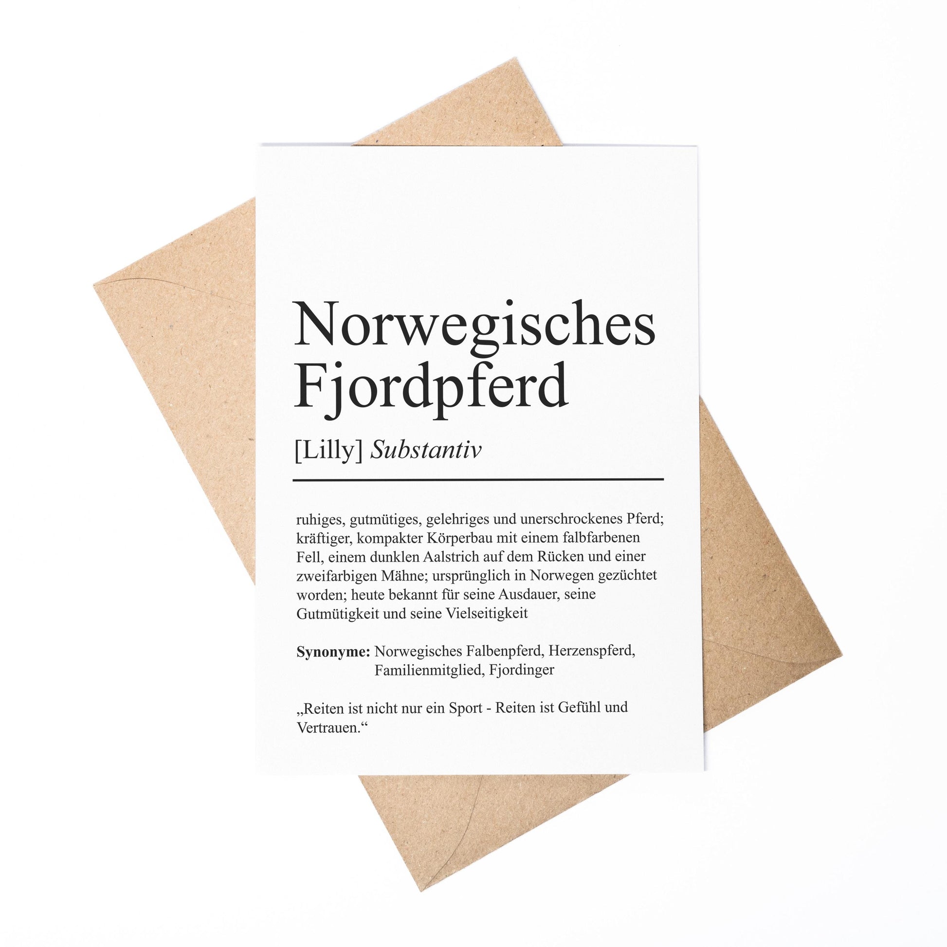 Norwegisches Fjordpferd Definition Karte personalisierbar mit Name Pferd Rasse Grußkarte Geschenk Reiter Karte Geburtstag Geschenk