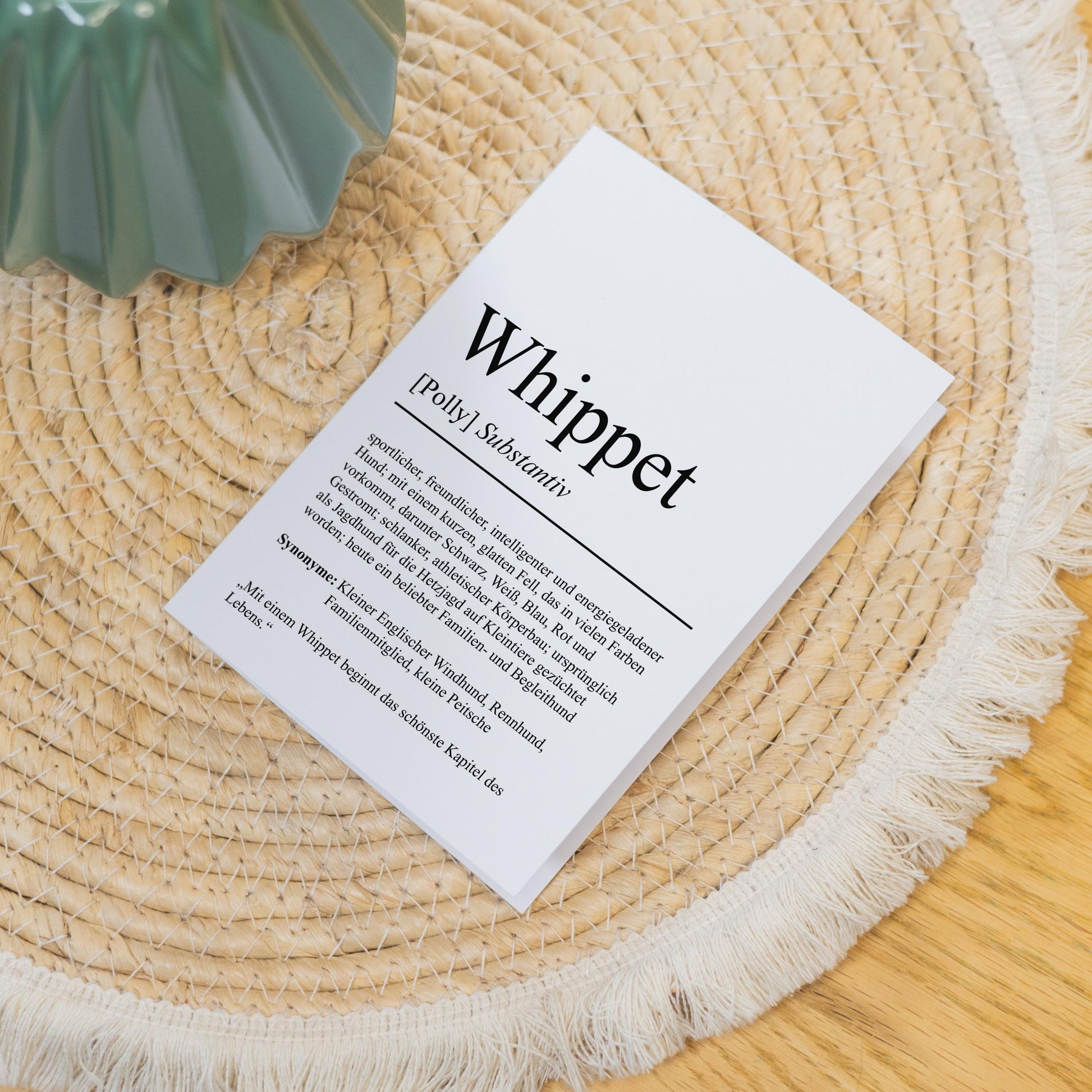 Whippet Definition Karte personalisierbar mit Name Hunde Rasse Grußkarte Geschenk Hundebesitzer Karte Geburtstag Geschenk