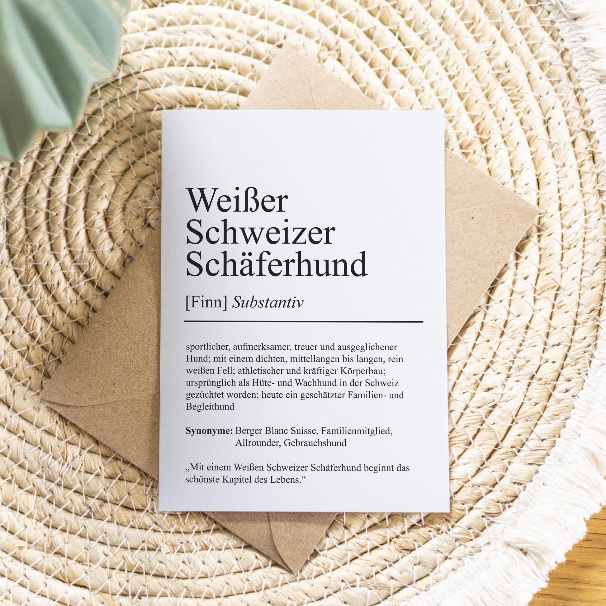 Weißer Schweizer Schäferhund Definition Karte personalisierbar mit Name Hunde Rasse Grußkarte Geschenk Hundebesitzer Karte Geburtstag