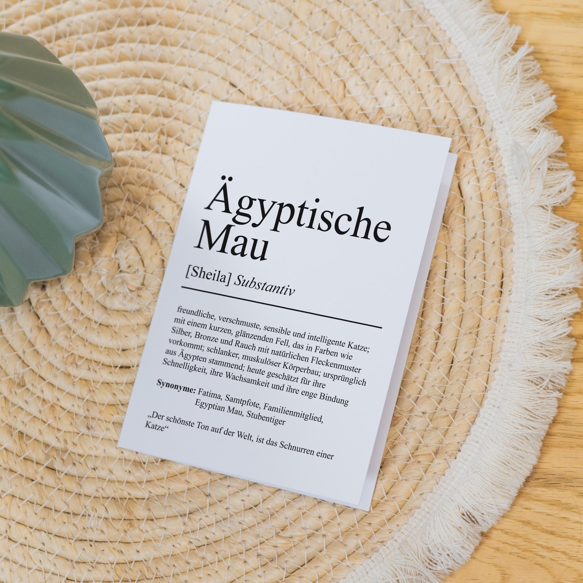 Ägyptische Mau Definition Karte personalisierbar mit Name Katze Rasse Grußkarte Geschenk Katzenbesitzer Karte Geburtstag Geschenk