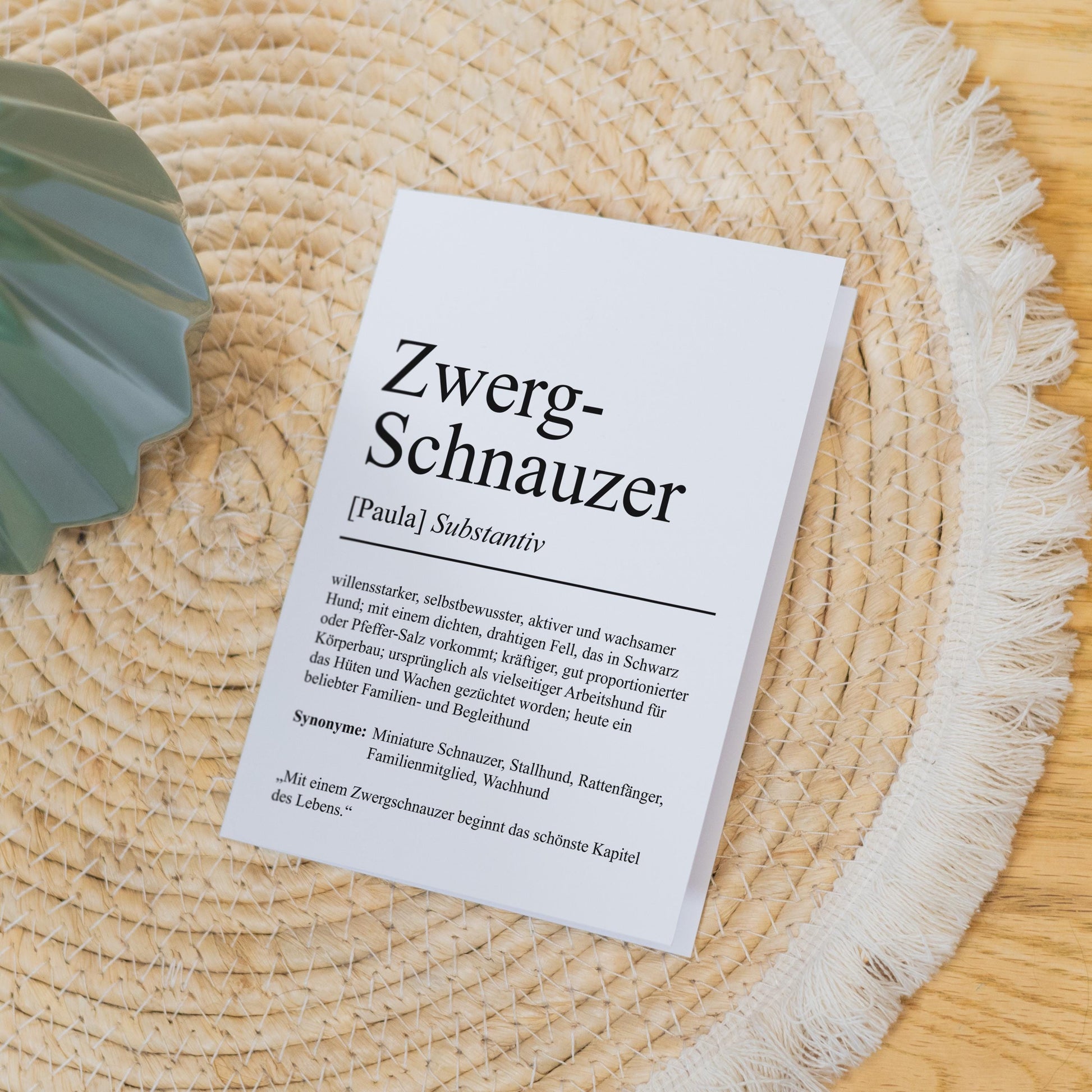 Zwergschnauzer Definition Karte personalisierbar mit Name Hunde Rasse Grußkarte Geschenk Hundebesitzer Karte Geburtstag Geschenk