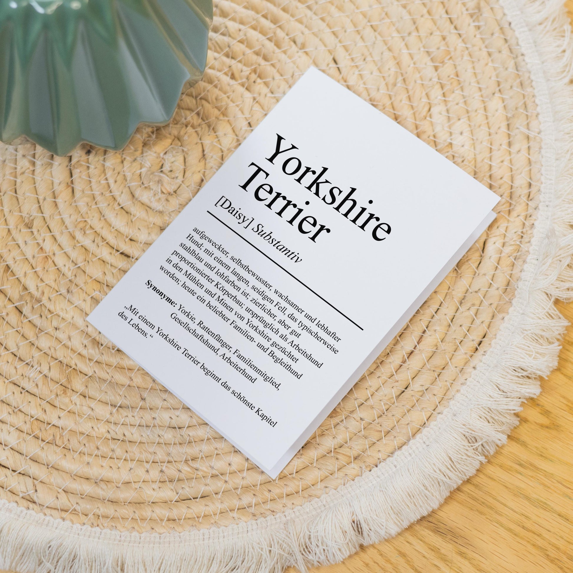 Yorkshire Terrier Definition Karte personalisierbar mit Name Hunde Rasse Grußkarte Geschenk Hundebesitzer Karte Geburtstag Geschenk