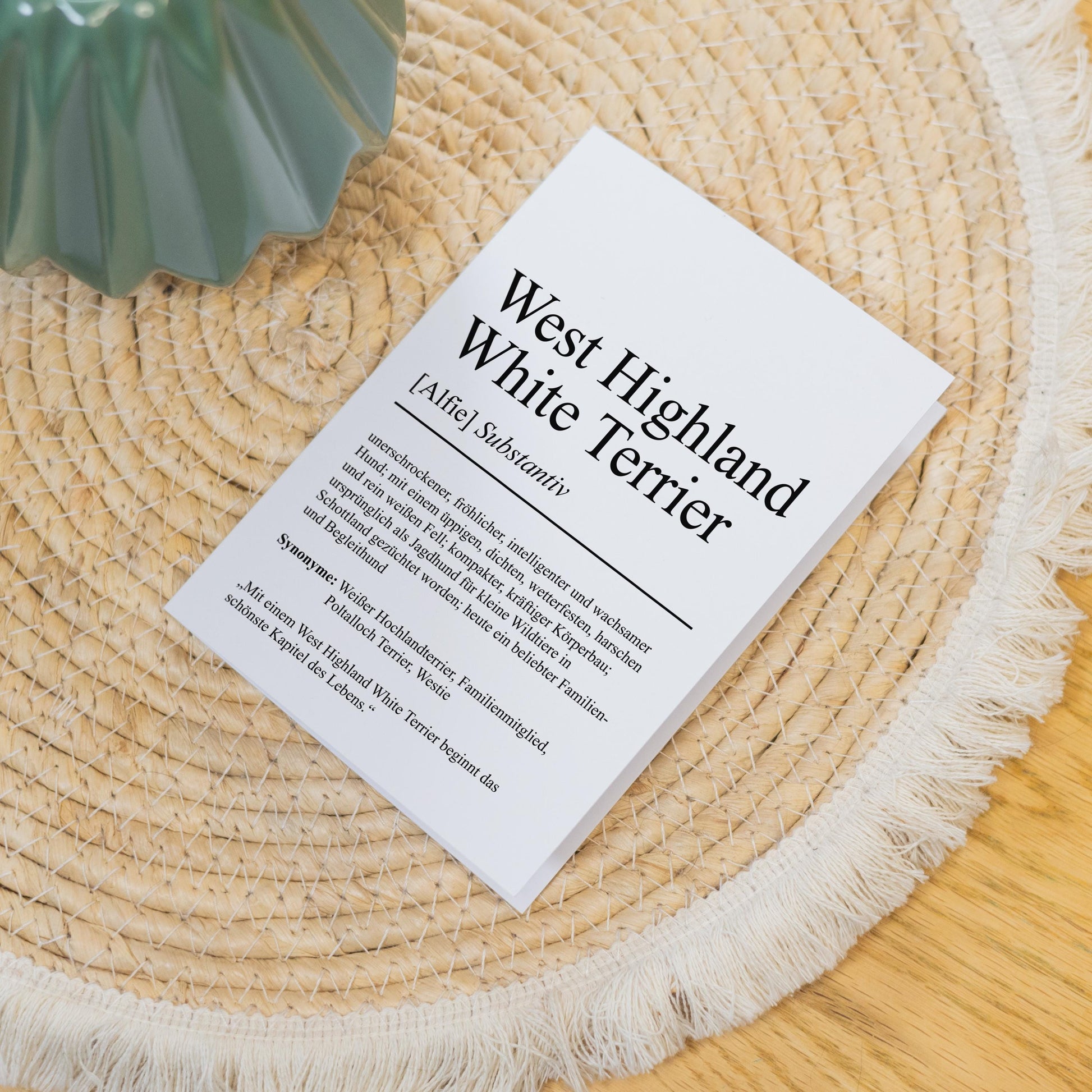 West Highland White Terrier Definition Karte personalisierbar mit Name Hunde Rasse Grußkarte Geschenk Hundebesitzer Karte Geburtstag