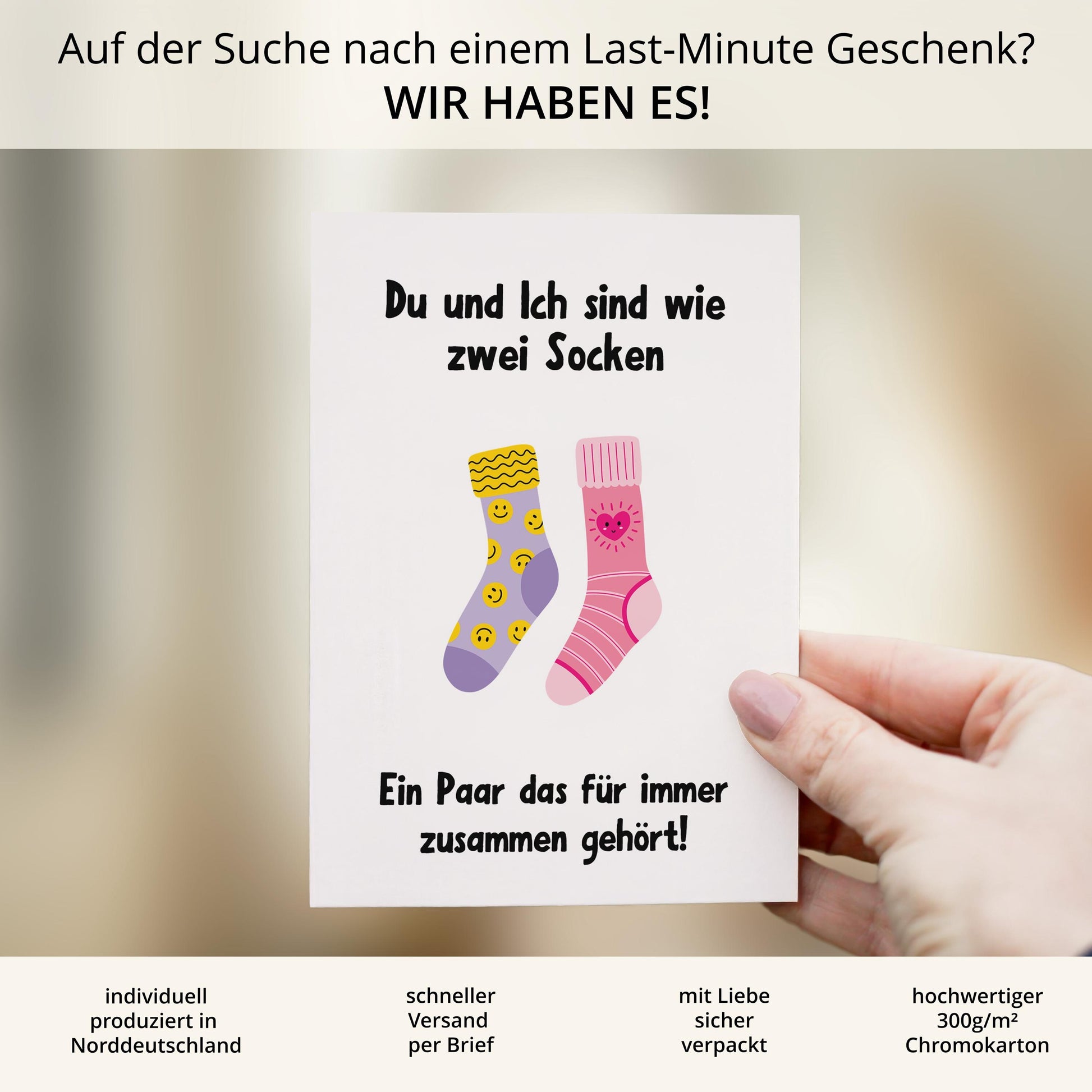 Spruchkarte Socken A6 personalisierbar Karte Spruchkarte Geschenk Geschenkkarte für Freunde Spruchkarte personalisierbar