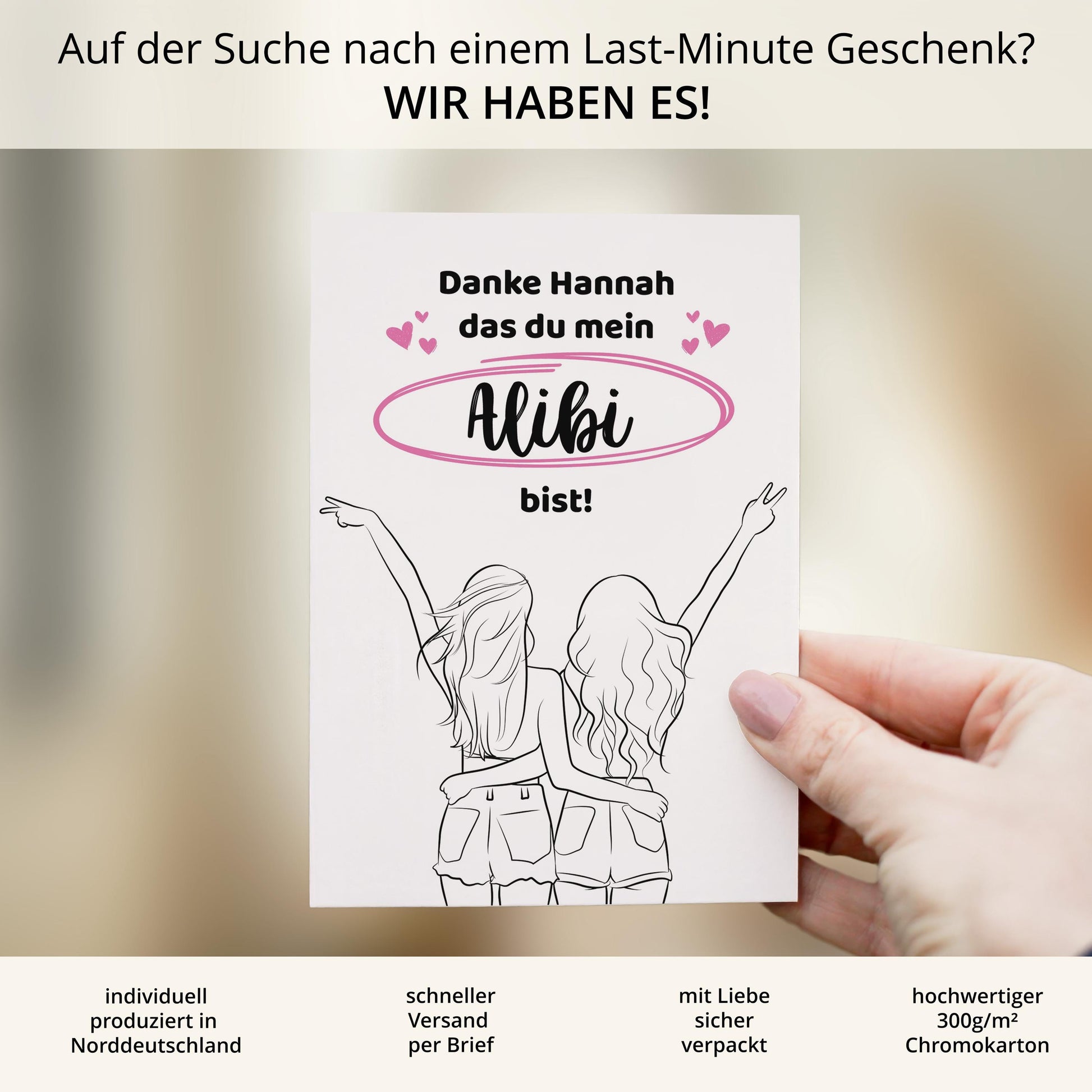 Spruchkarte Alibi A6 personalisierbar Karte Spruchkarte Geschenk Geschenkkarte für Freundin Spruchkarte personalisierbar