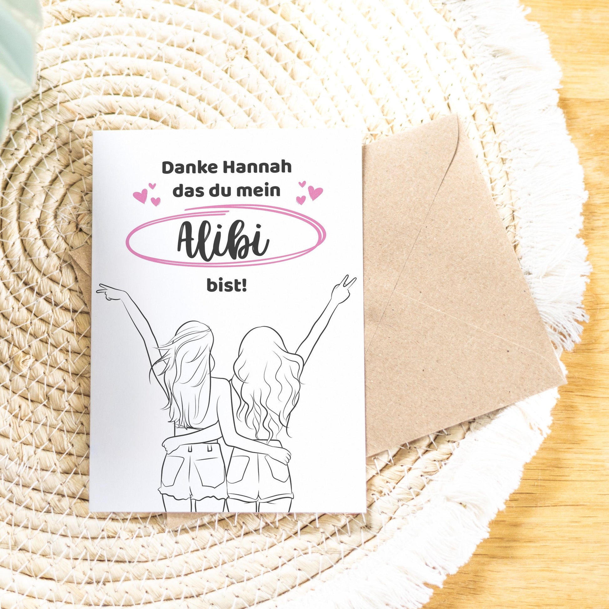 Spruchkarte Alibi A6 personalisierbar Karte Spruchkarte Geschenk Geschenkkarte für Freundin Spruchkarte personalisierbar