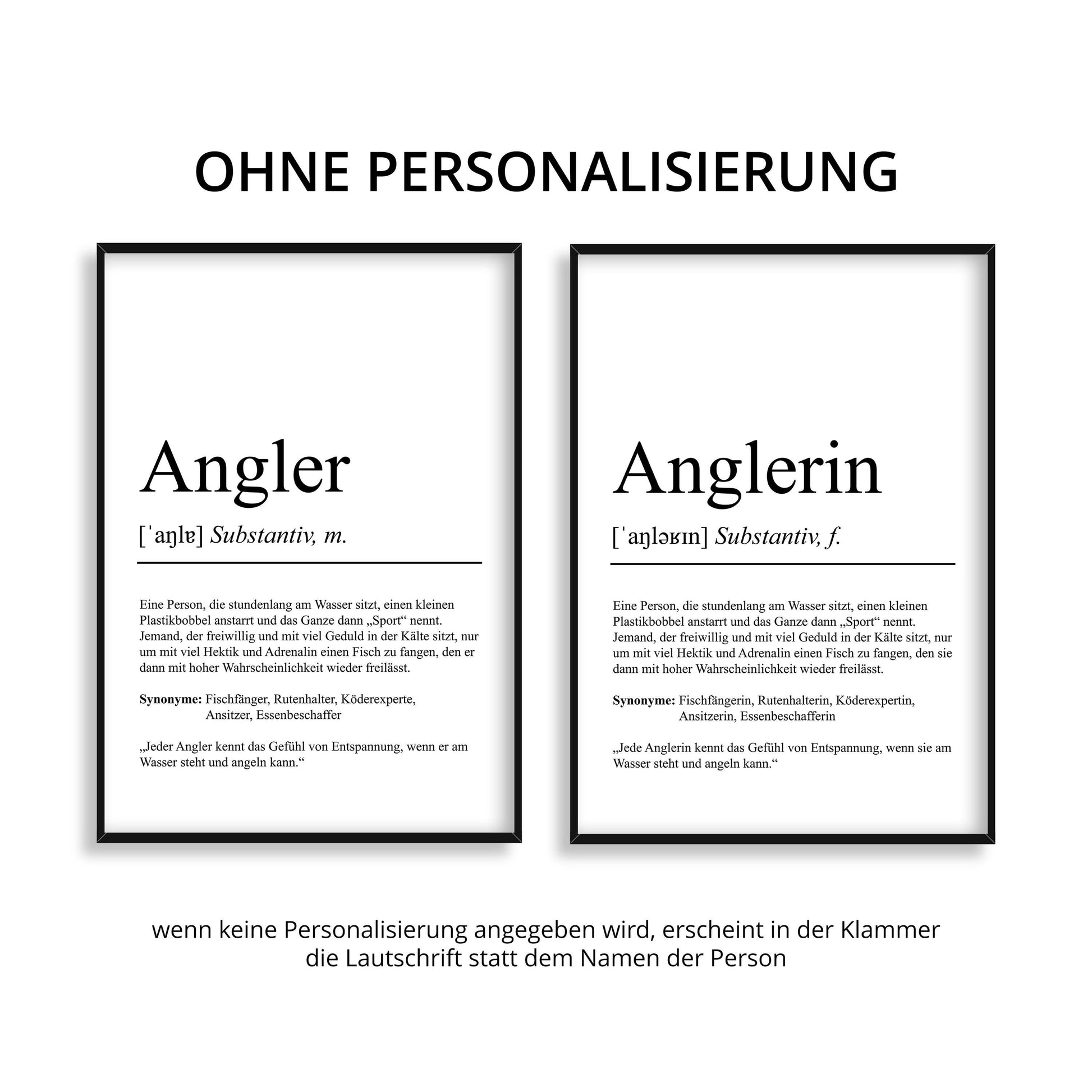 Angler Definition Poster personalisierbar mit Namen Hobby Poster Angler Geschenk Einzug Geburtstag Geschenk Angler Poster Hobby Definition