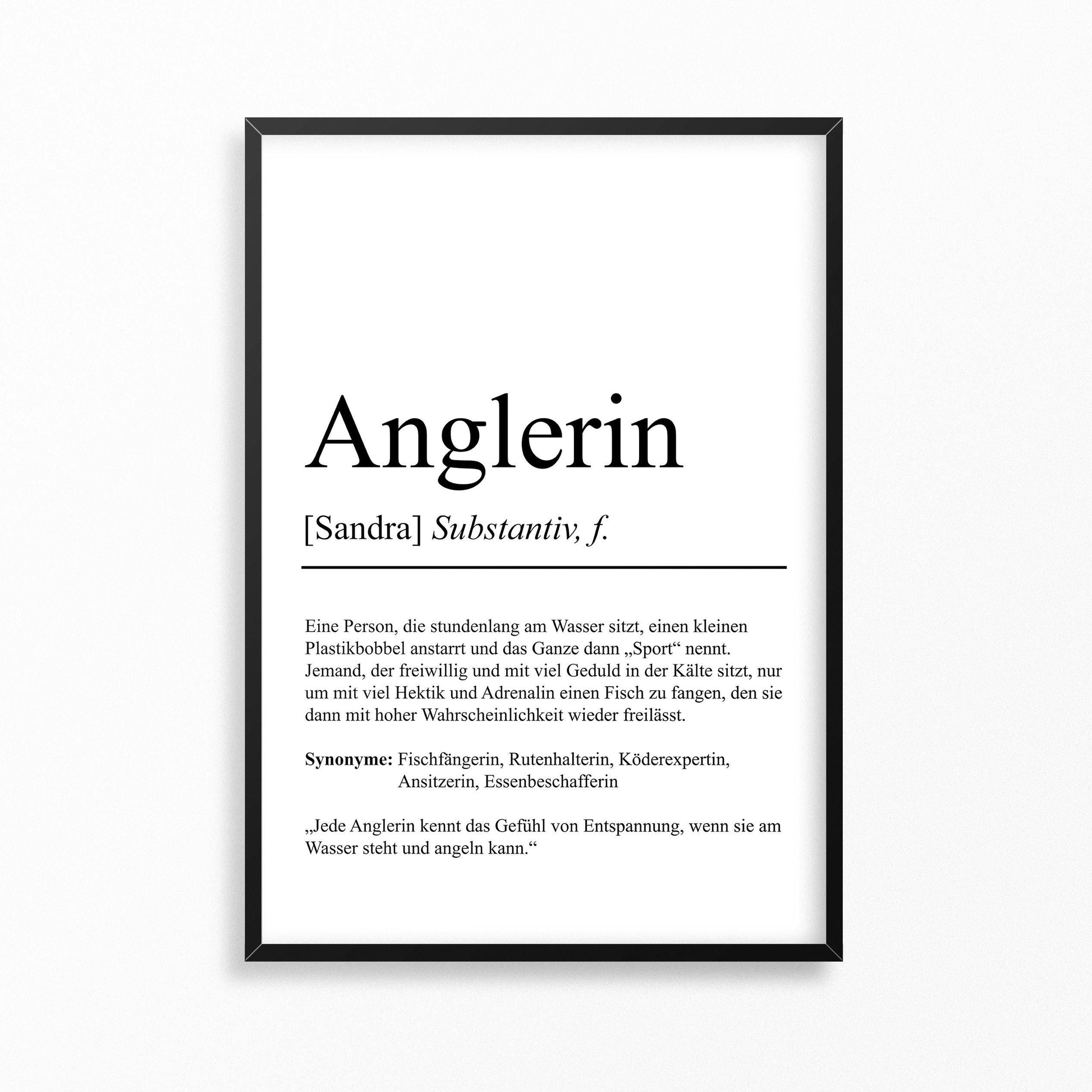 Angler Definition Poster personalisierbar mit Namen Hobby Poster Angler Geschenk Einzug Geburtstag Geschenk Angler Poster Hobby Definition
