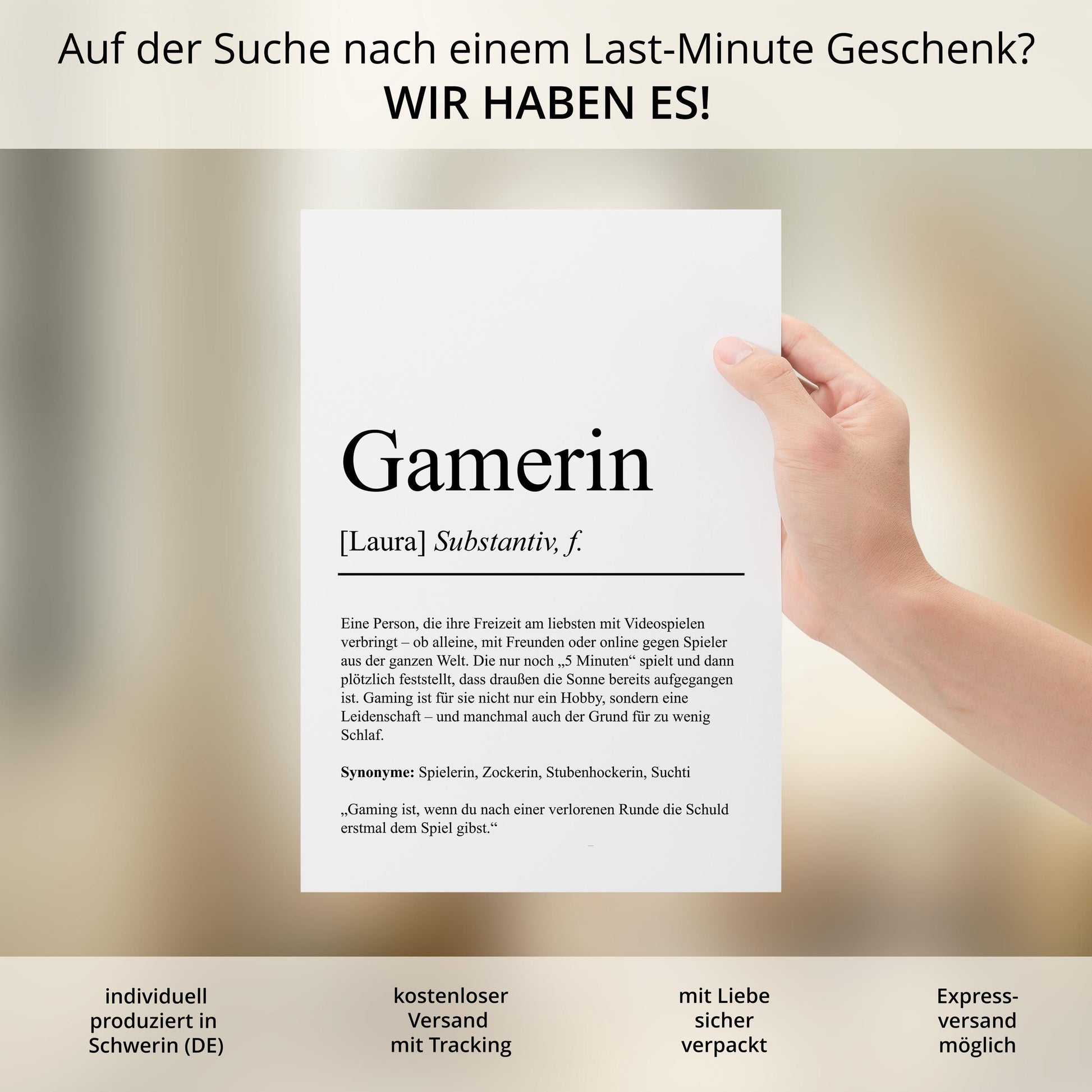 Gamerin Definition Poster personalisierbar mit Namen Hobby Poster Gamerin Geschenk Einzug Geburtstag Geschenk Gamerin Poster Hobby Definition