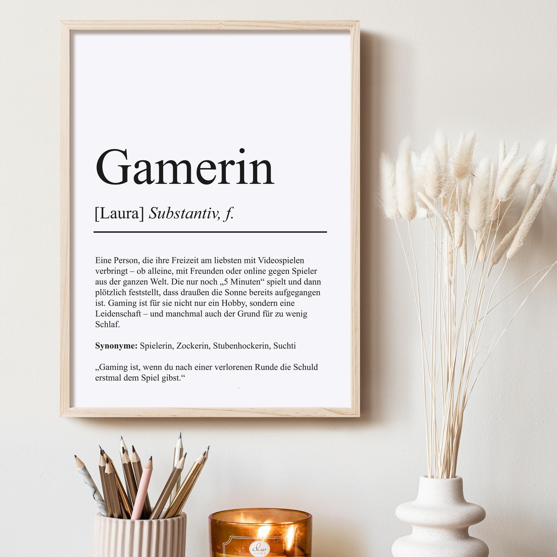Gamerin Definition Poster personalisierbar mit Namen Hobby Poster Gamerin Geschenk Einzug Geburtstag Geschenk Gamerin Poster Hobby Definition
