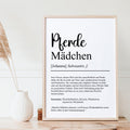 Pferdemädchen Definition Poster personalisierbar mit Namen Pferdemädchen Poster Geschenk Geburtstag Geschenk Pferdemädchen Poster Hobby