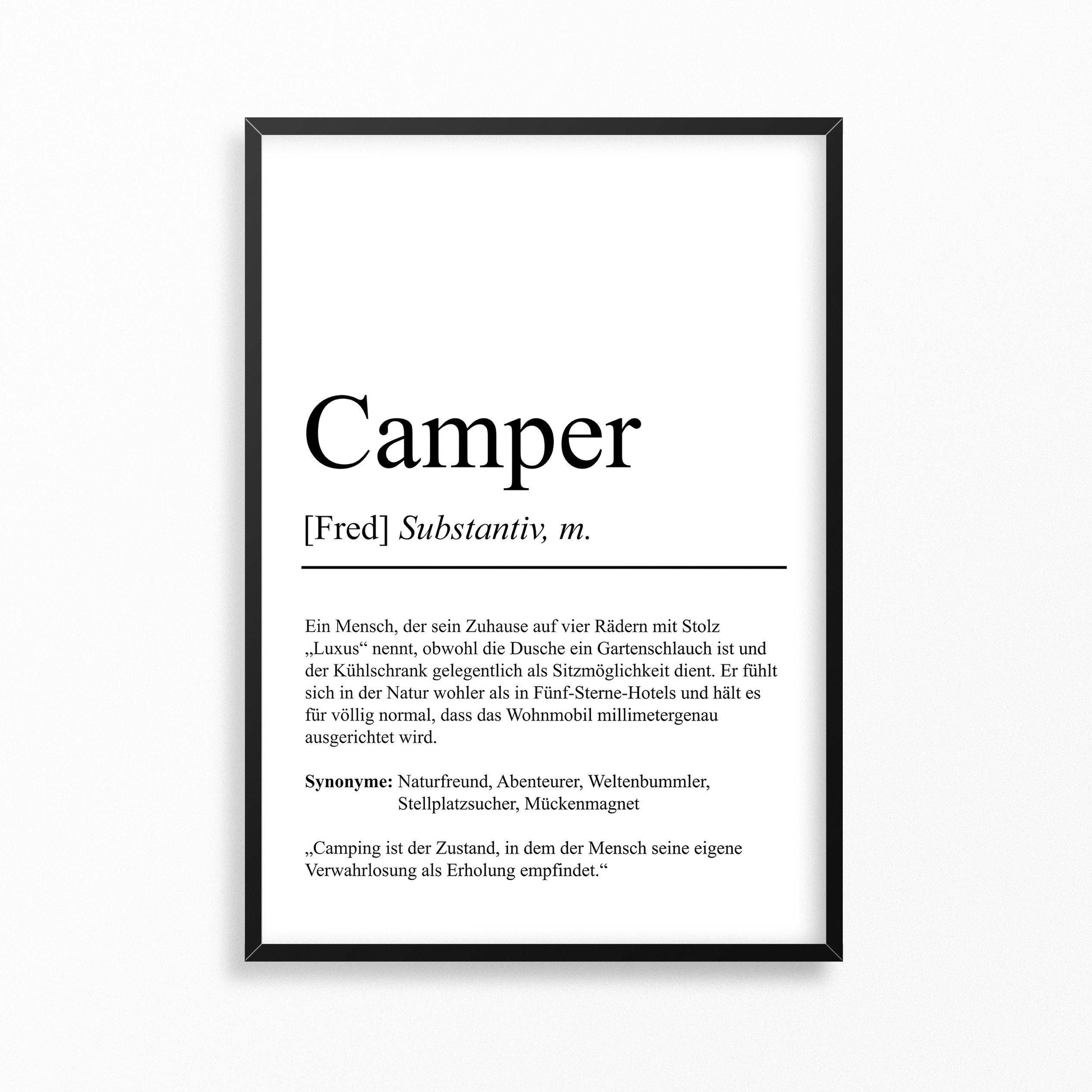 Camper Definition Poster personalisierbar mit Namen Hobby Poster Campe – posterfieber