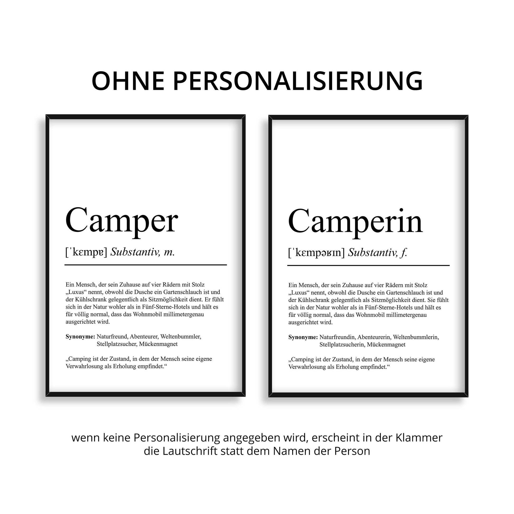 camper definition Camperin Definition Poster personalisierbar mit Namen Hobby Poster Cam – posterfieber