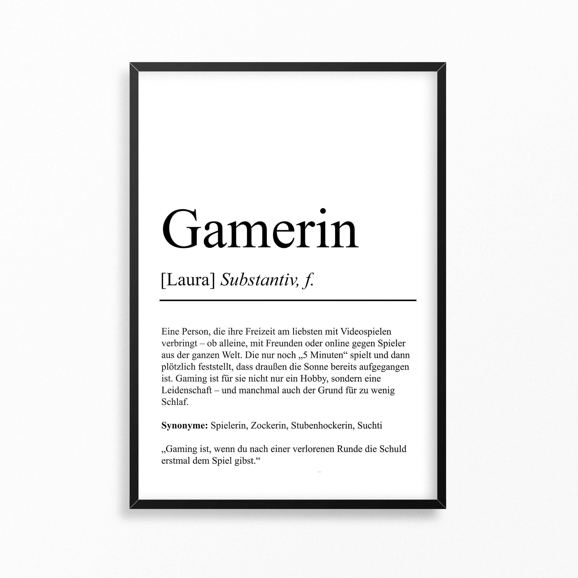 Gamerin Definition Poster personalisierbar mit Namen Hobby Poster Gamerin Geschenk Einzug Geburtstag Geschenk Gamerin Poster Hobby Definition