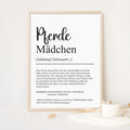 Pferdemädchen Definition Poster personalisierbar mit Namen Pferdemädchen Poster Geschenk Geburtstag Geschenk Pferdemädchen Poster Hobby