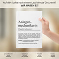 Anlagenmechanikerin Definition Poster personalisierbar mit Namen Beruf Poster Mechanikerin Geschenk Einzug Geburtstag Geschenk Mechanikerin