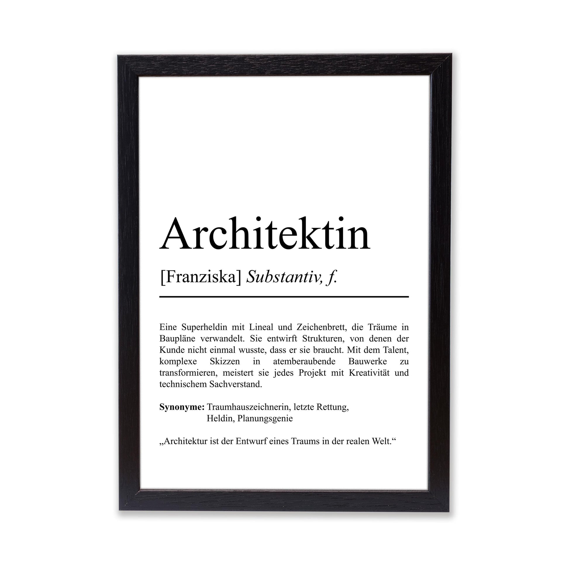 Architektin Definition Poster personalisierbar mit Namen Beruf Poster Architektin Geschenk Einzug Geburtstag Geschenk Architektin Poster