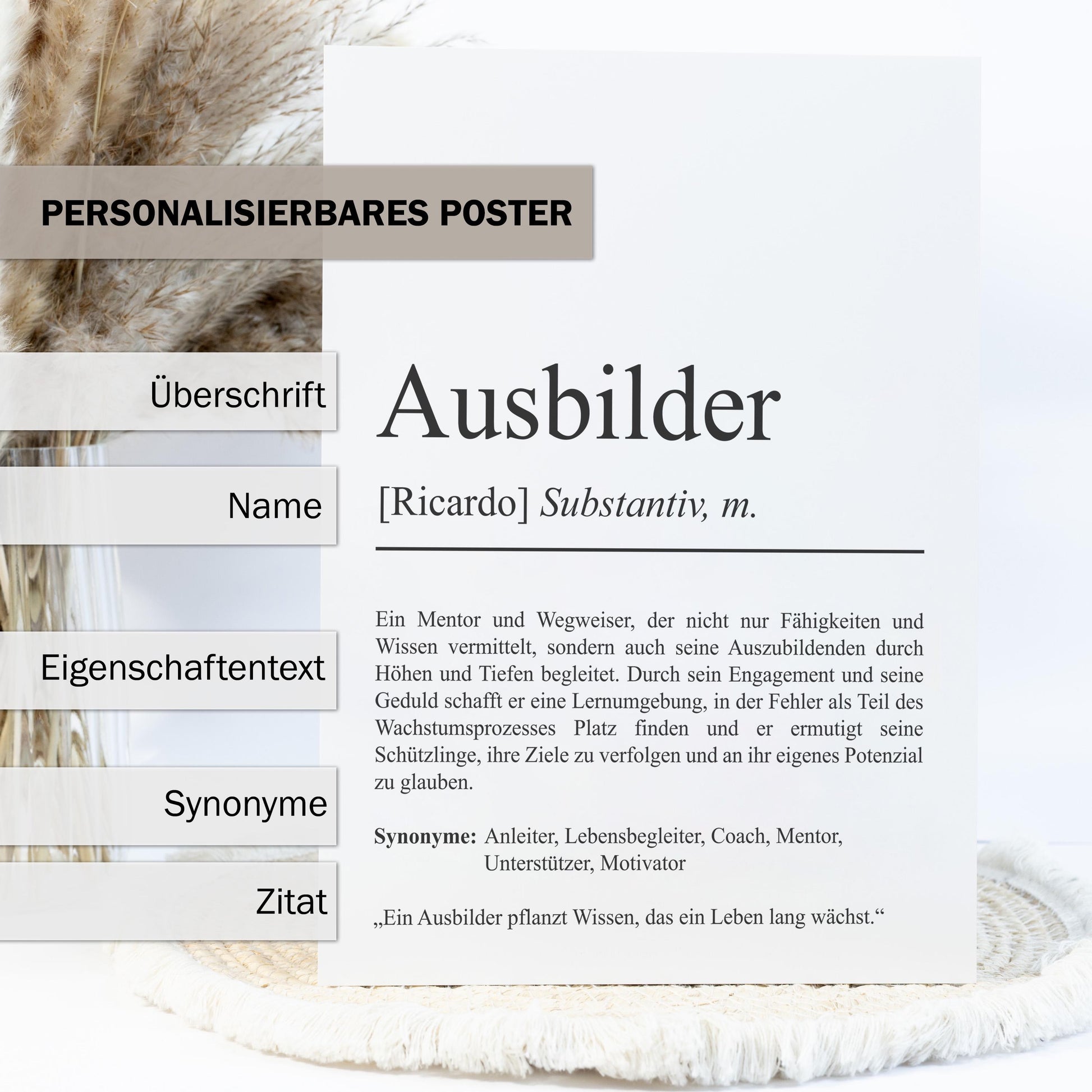 Ausbilder Definition Poster personalisierbar mit Namen Beruf Poster Ausbilder Geschenk Einzug Geburtstag Geschenk Ausbilder Poster Beruf