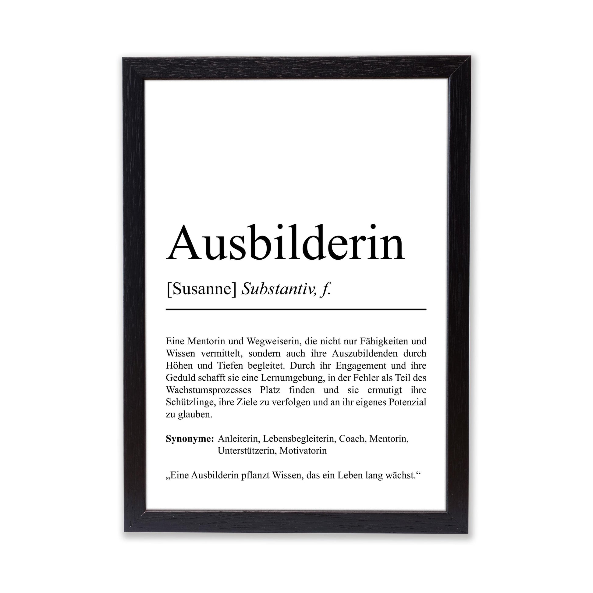 Ausbilderin Definition Poster personalisierbar mit Namen Beruf Poster Ausbilderin Geschenk Einzug Geburtstag Geschenk Ausbilderin Poster