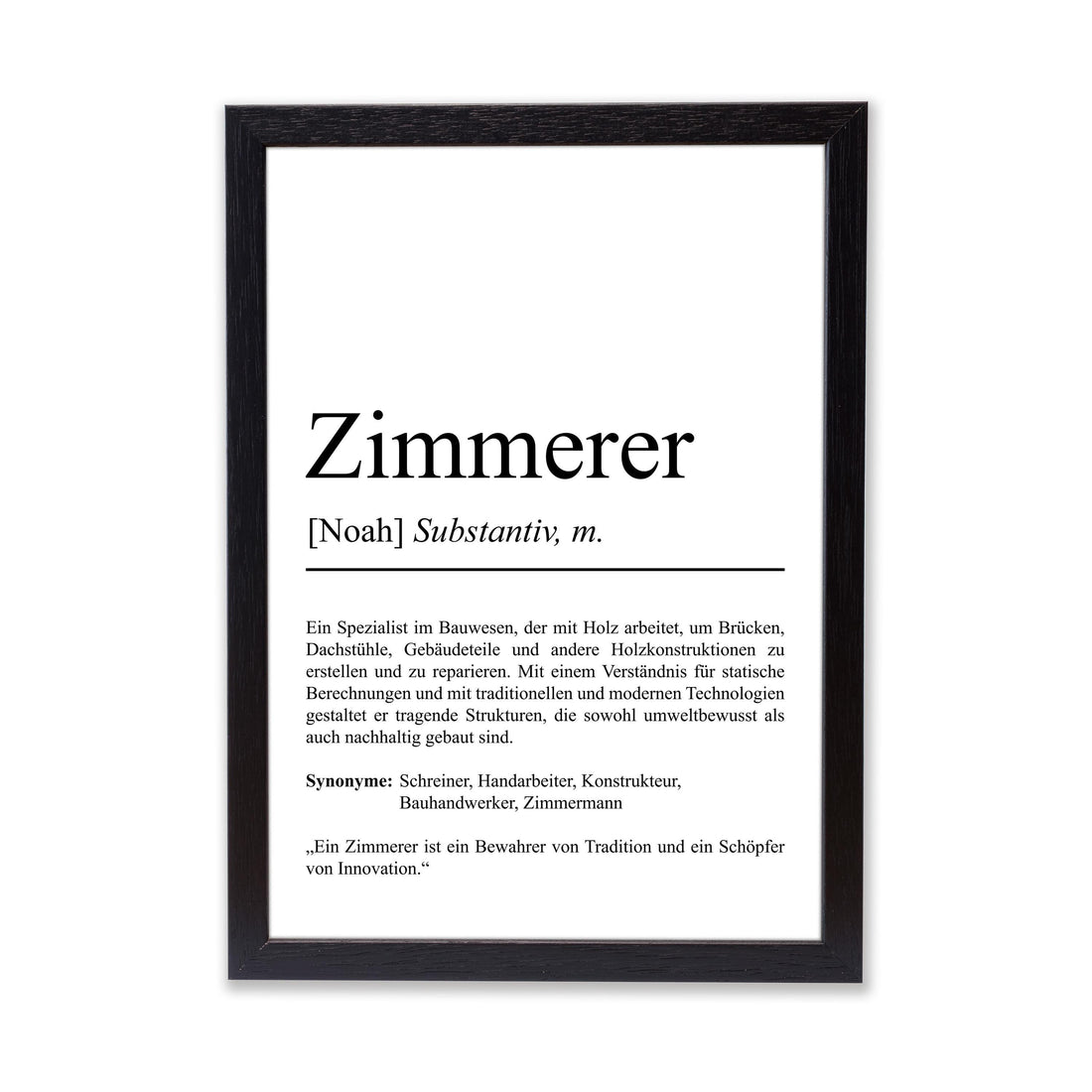 Zimmerer Definition Poster personalisierbar mit Namen Beruf Poster Zimmerer Geschenk Einzug Geburtstag Geschenk Zimmerer Poster Beruf