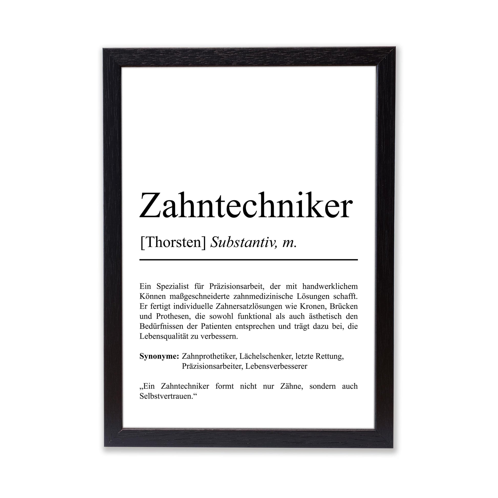Zahntechniker Definition Poster personalisierbar mit Namen Beruf Poster Zahntechniker Geschenk Einzug Geburtstag Geschenk Zahntechniker