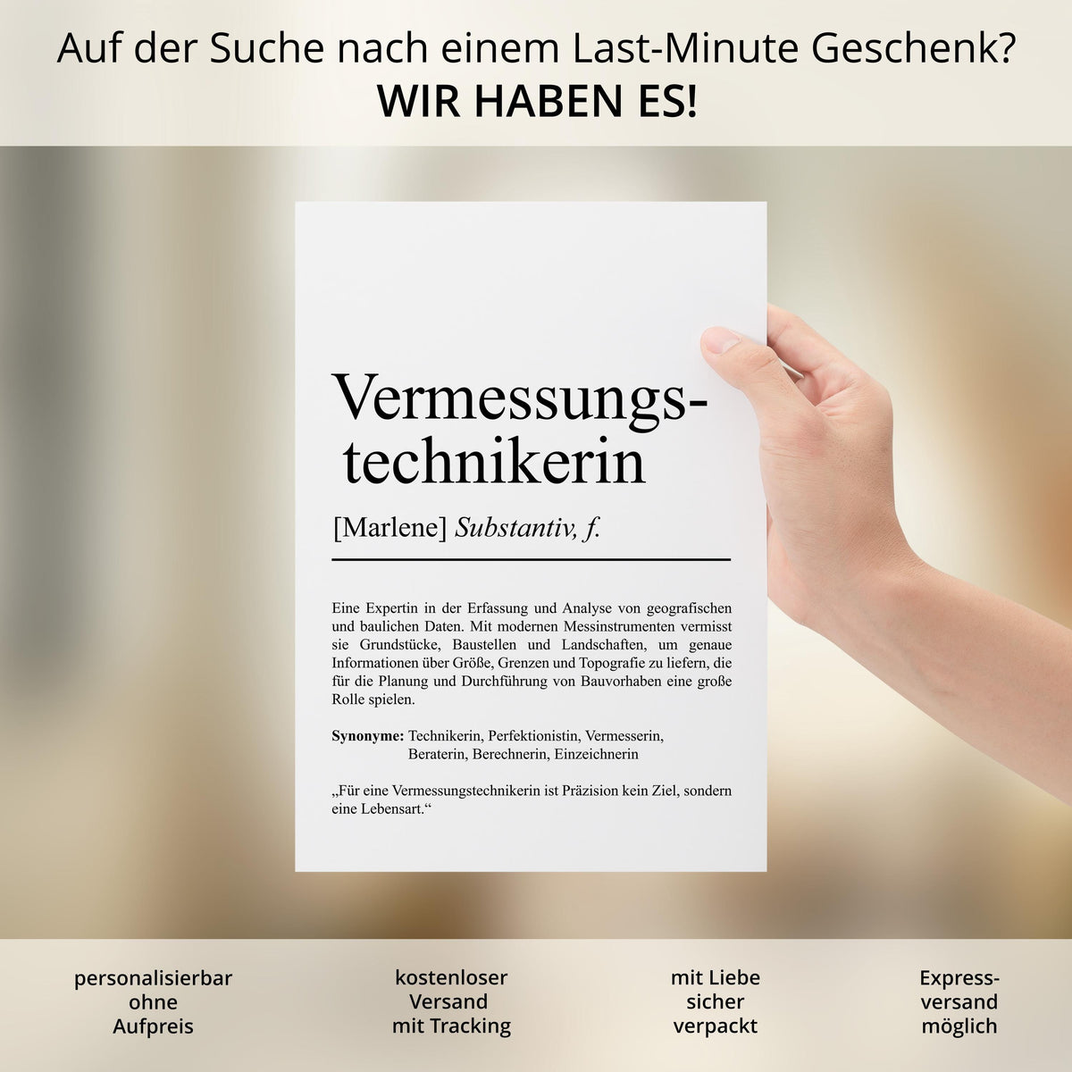 Vermessungstechnikerin Definition Poster personalisierbar mit Namen Beruf Poster Vermesserin Geschenk Einzug Geburtstag Geschenk Vermesserin